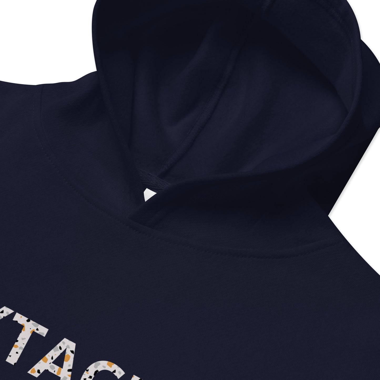 Sweat à capuche petite fille - granite - motif gymnaste danseuse - bleu marine - coton-mélange motif imprimé – Zoom capuche et poignets – sweat à capuche petite fille coton-mélange ExtaciaFrance