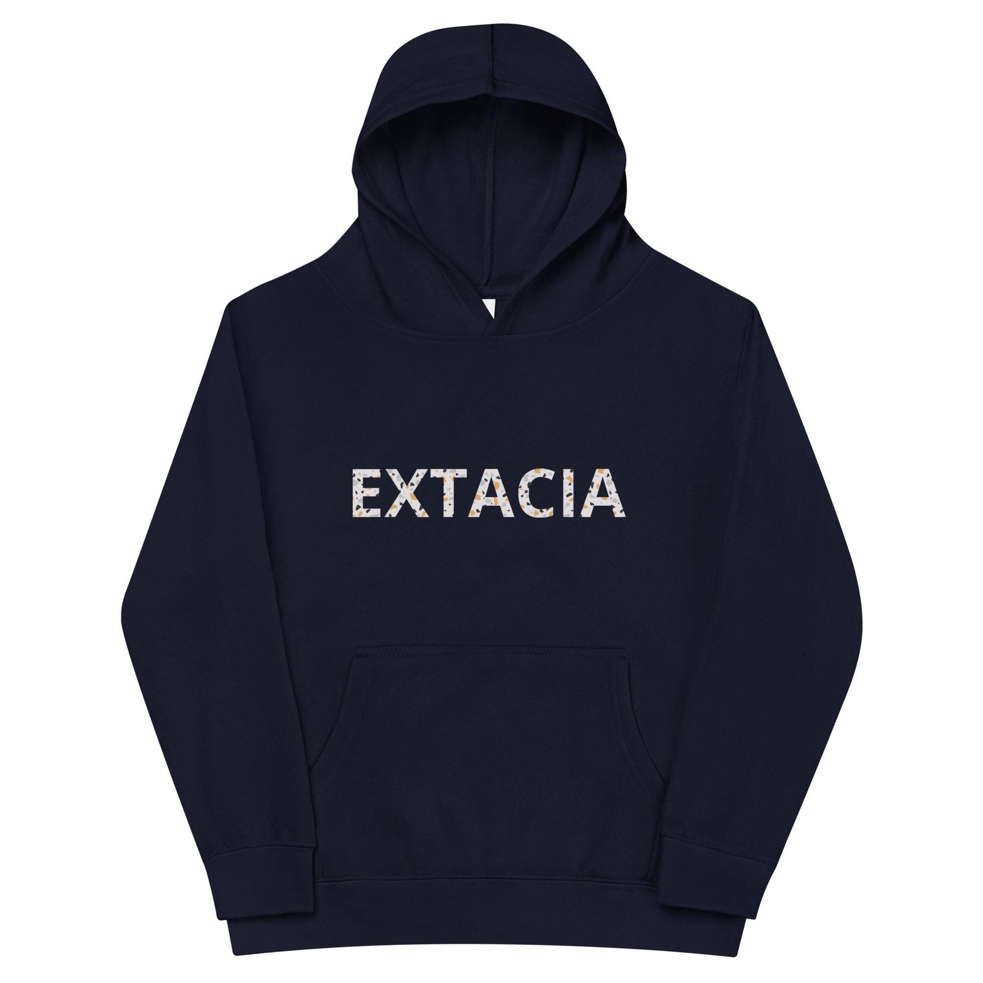 Sweat à capuche petite fille - granite - motif gymnaste danseuse - bleu marine - coton-mélange motif imprimé – vue de face, chaud et doux