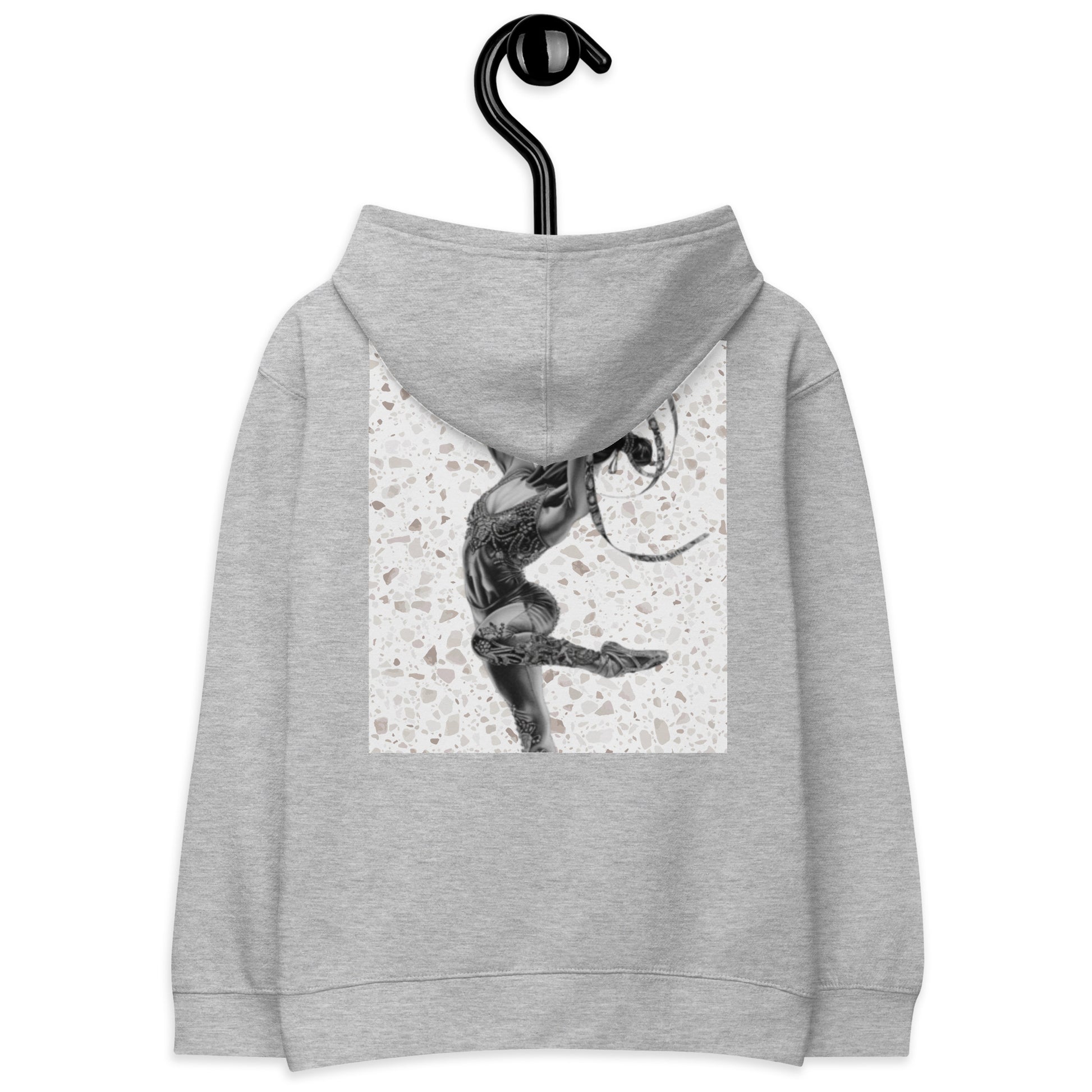 Sweat à capuche petite fille - granite - motif gymnaste danseuse - gris - coton-mélange motif imprimé – Détail motif imprimé dos sweat petite fille ExtaciaFrance