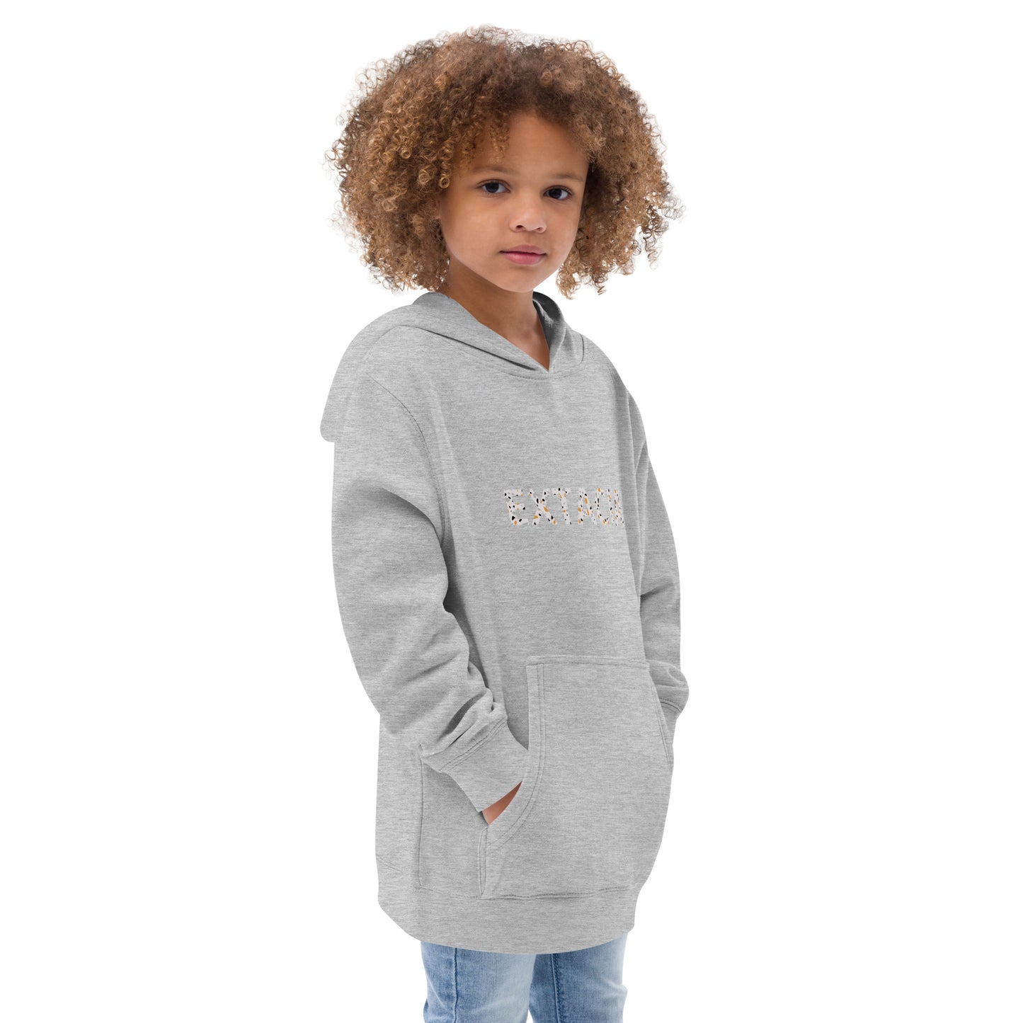 Sweat à capuche petite fille - granite - motif gymnaste danseuse - gris - coton-mélange motif imprimé – profil, capuche doublée et coupe confortable ExtaciaFrance