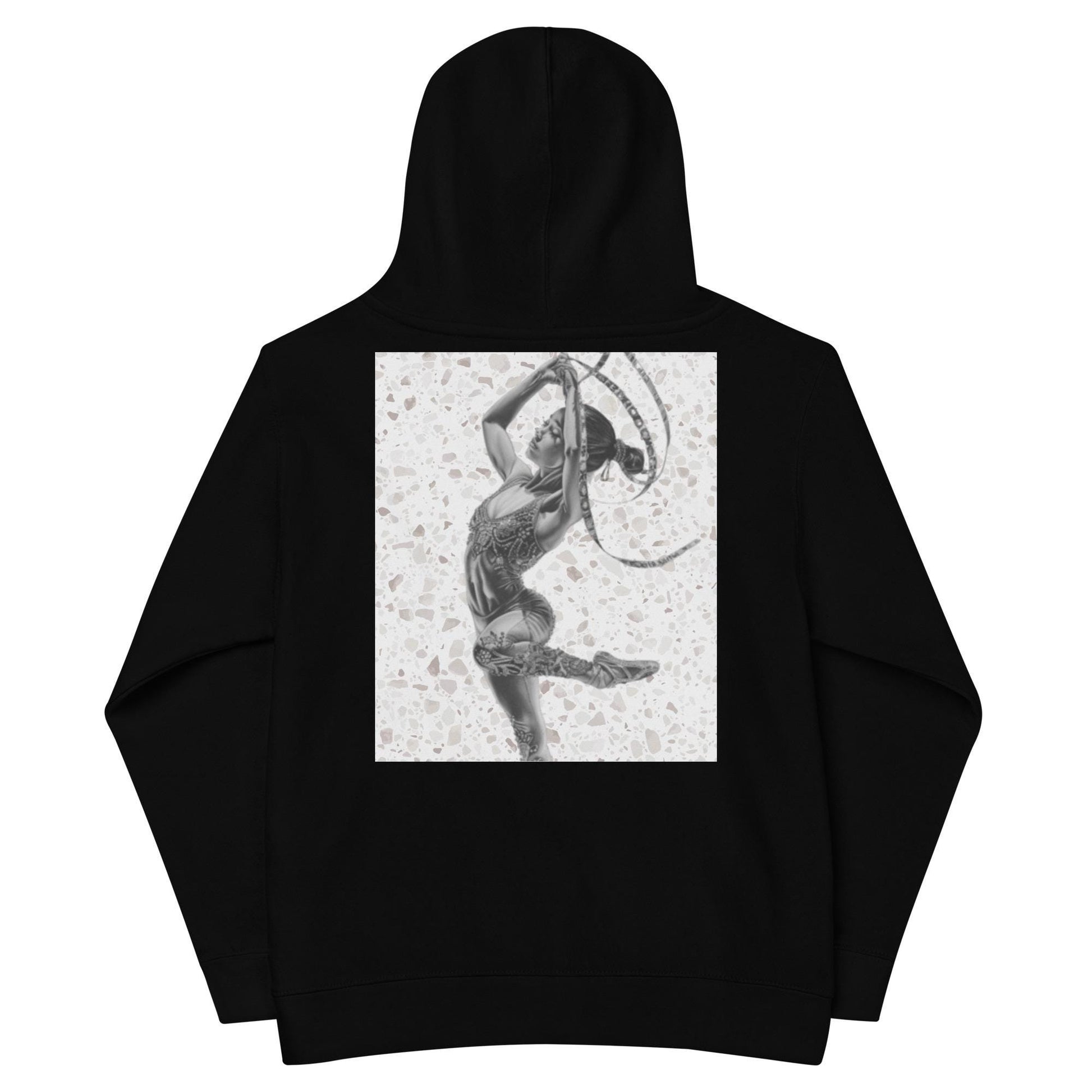 Sweat à capuche petite fille - granite - motif gymnaste danseuse -  noir - coton-mélange motif imprimé – dos, maille serrée et finitions côtelées