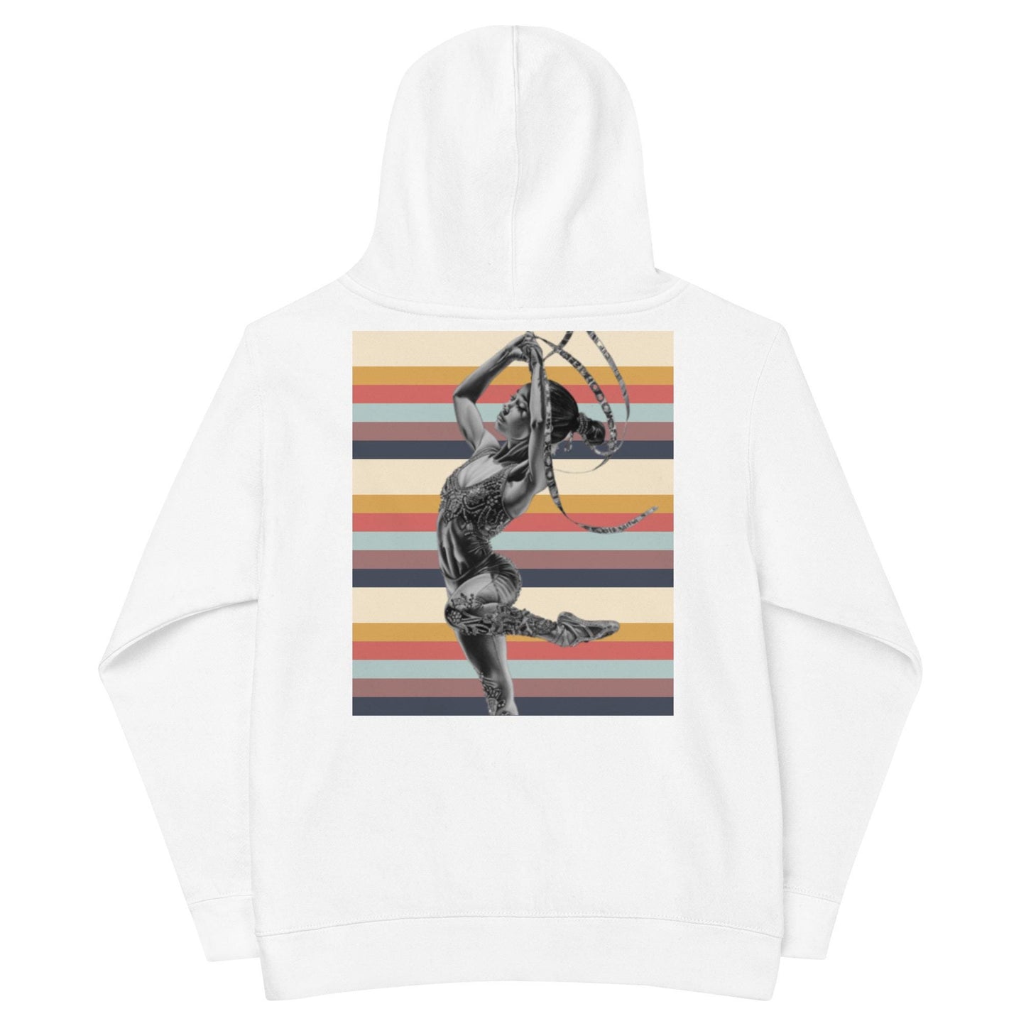 Sweat à capuche petite fille - multi couleur à rayures - motif gymnaste danseuse -  blanc - coton-mélange motif imprimé – dos, maille serrée et finitions côtelées