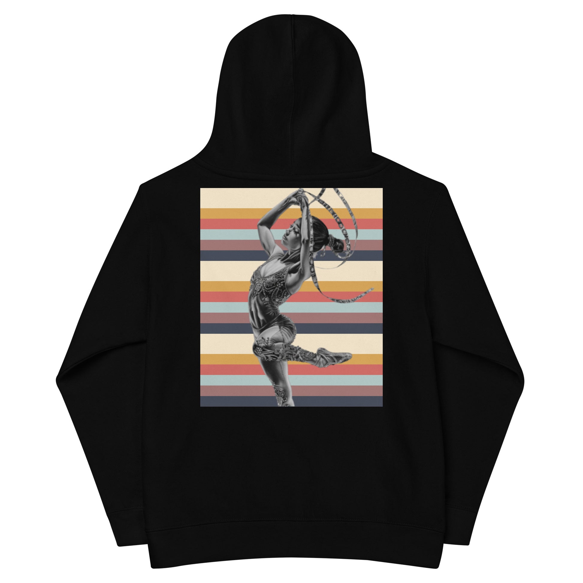 Sweat à capuche petite fille - multi couleur à rayures - motif gymnaste danseuse - noir - coton-mélange motif imprimé – dos, maille serrée et finitions côtelées