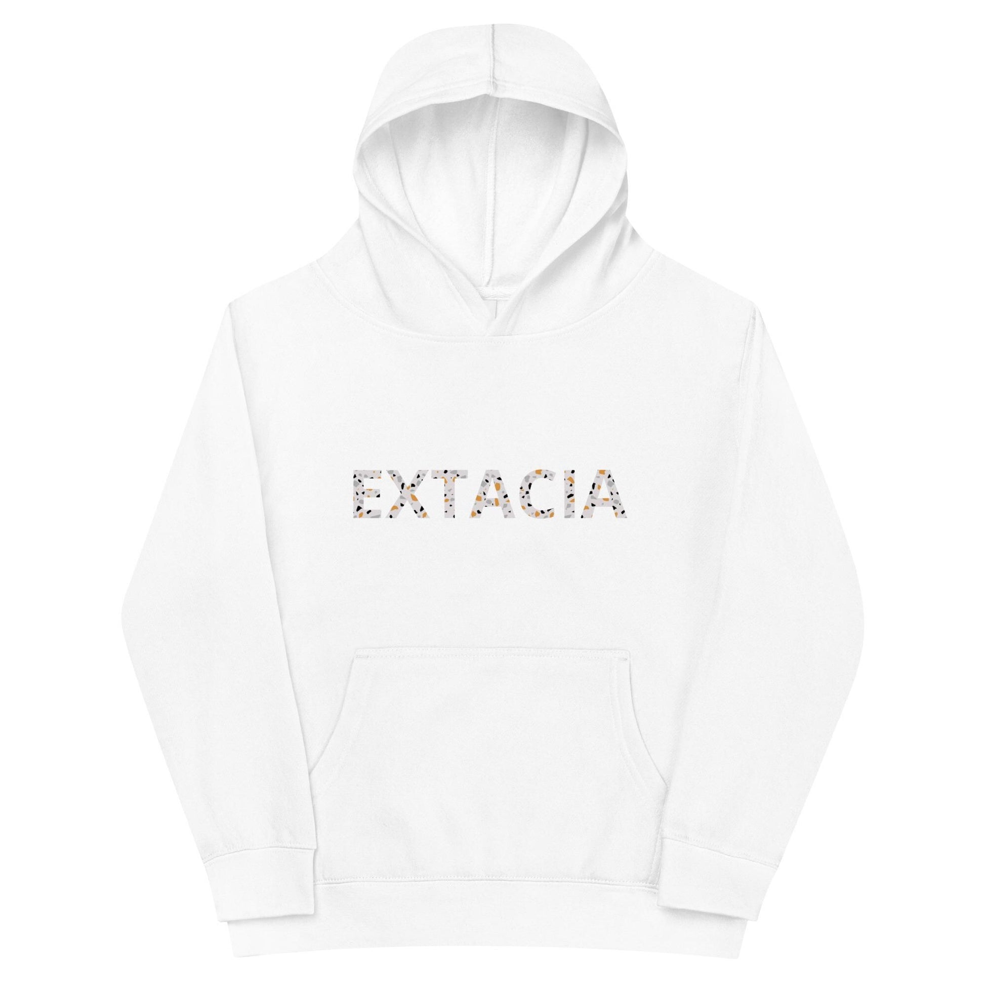 Sweat à capuche petite fille granite jaune - motif gymnaste danseuse - blanc - coton-mélange motif imprimé – vue de face, chaud et doux