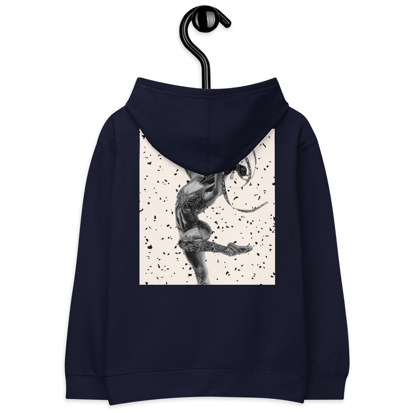 Sweat à capuche petite fille granite jaune - motif gymnaste danseuse - bleu marine - coton-mélange motif imprimé – Détail motif imprimé dos sweat petite fille ExtaciaFrance