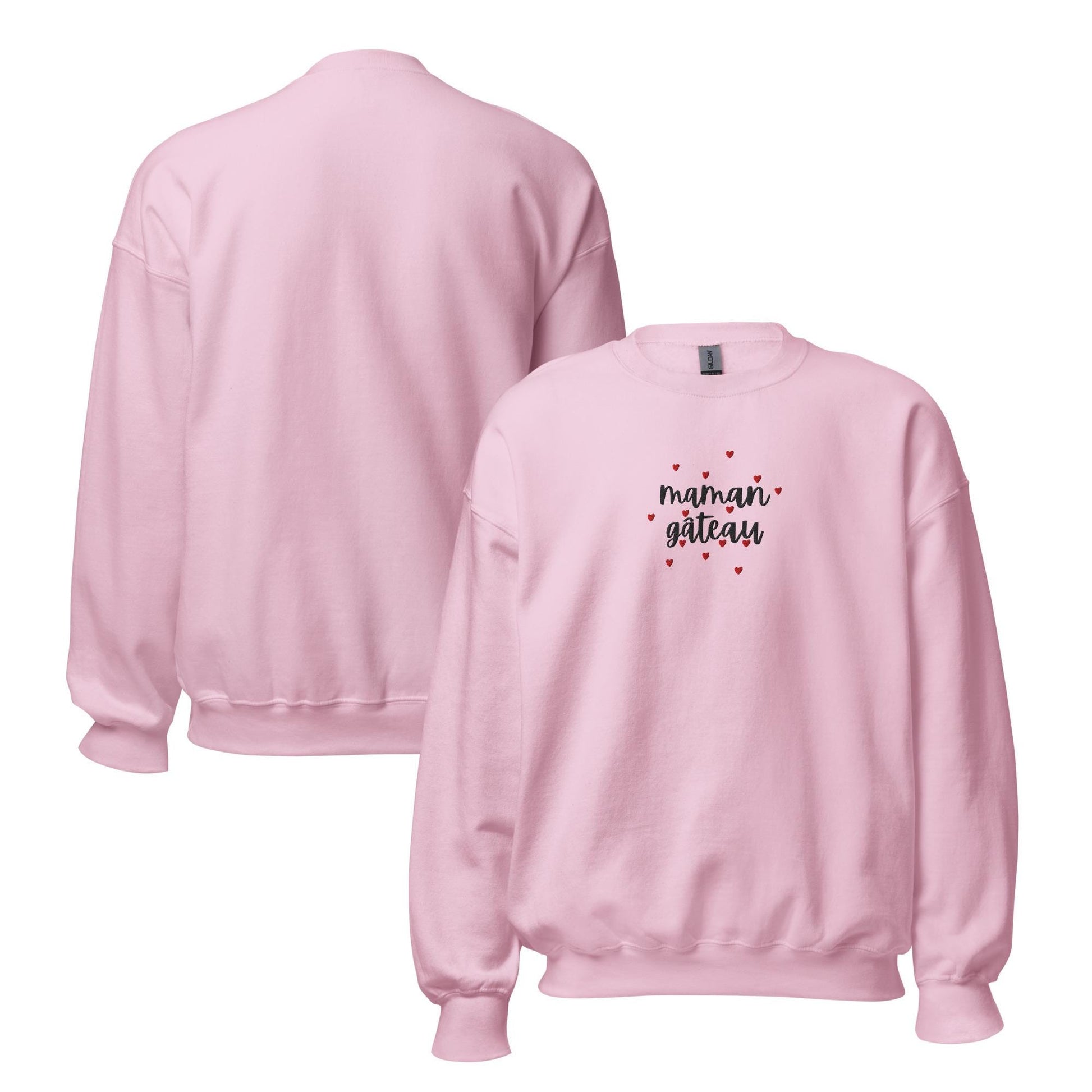 Sweat  femme, coton, polyester – dos, finitions propres - motif brodé - maman gateau - rose