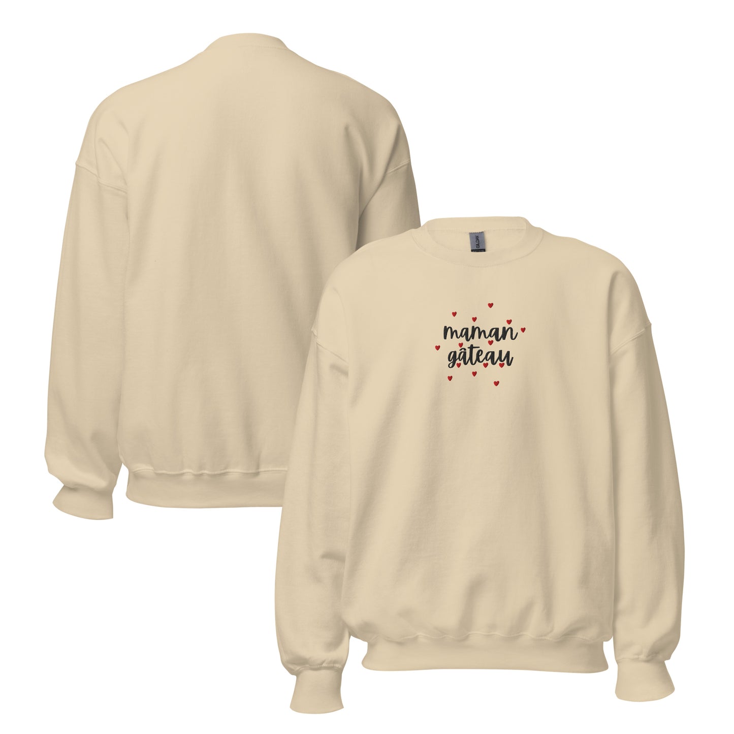 Sweat  femme, coton, polyester – dos, finitions propres - motif brodé - maman gateau - sable