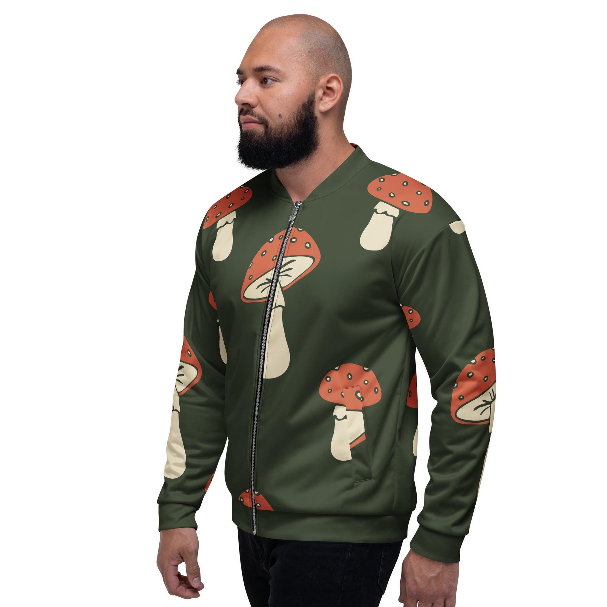Veste bombardier homme - Vert, champignon, imprimé – usage urbain et mi-saison