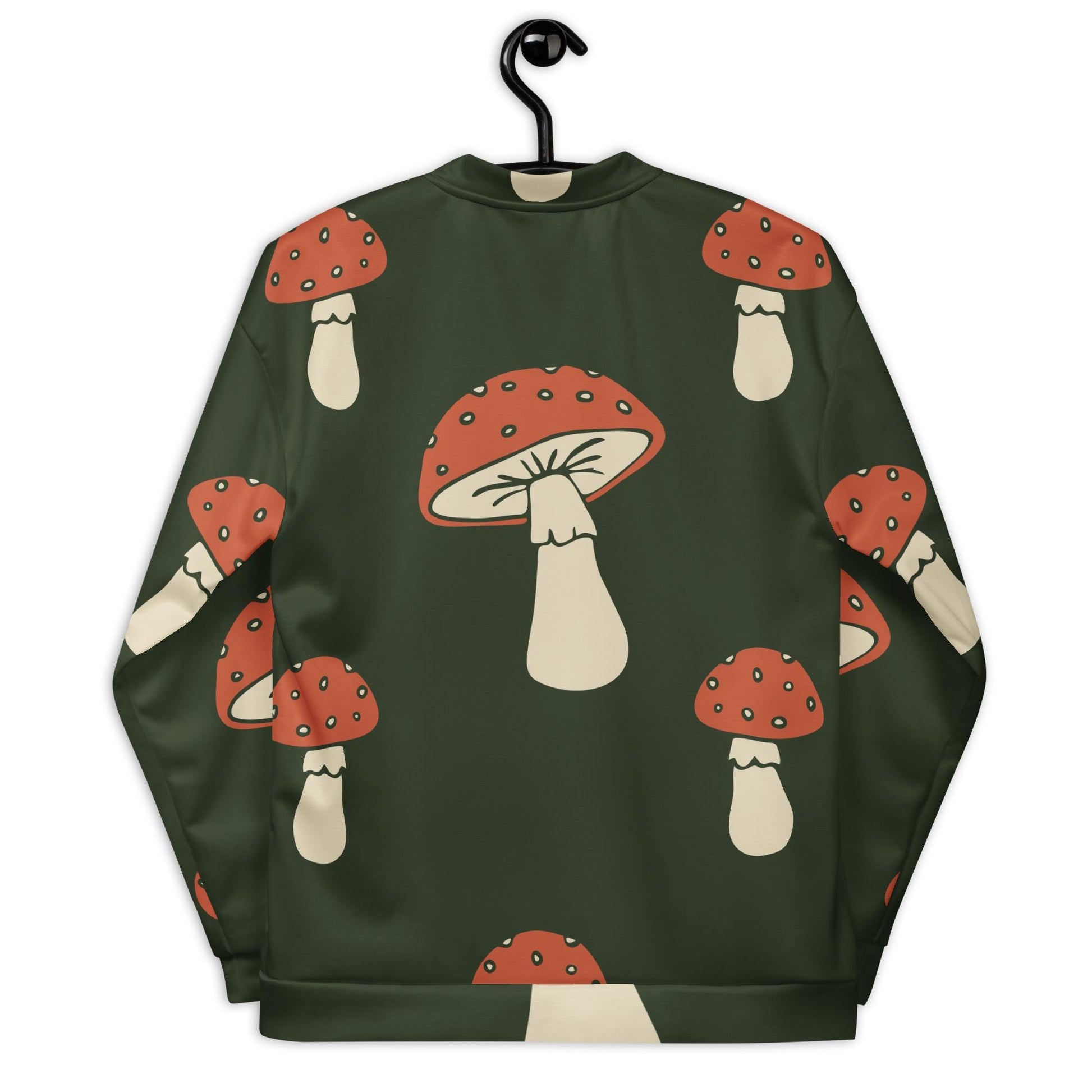 Veste bombardier homme - Vert, champignon, imprimé – vue de dos, ourlet côtelé