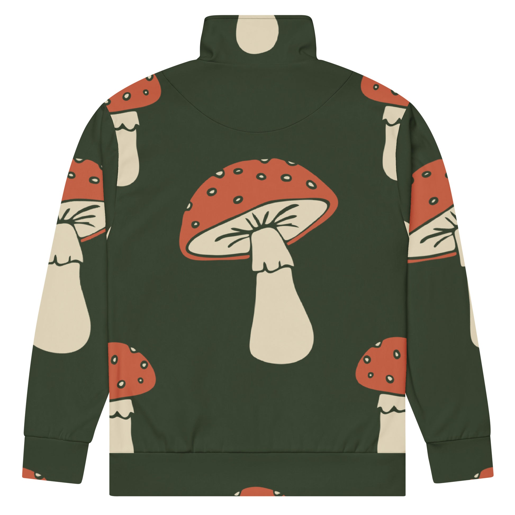 Veste de survêtement homme - Vert champignon imprimé – vue de dos, poignets et ourlet élastiqués