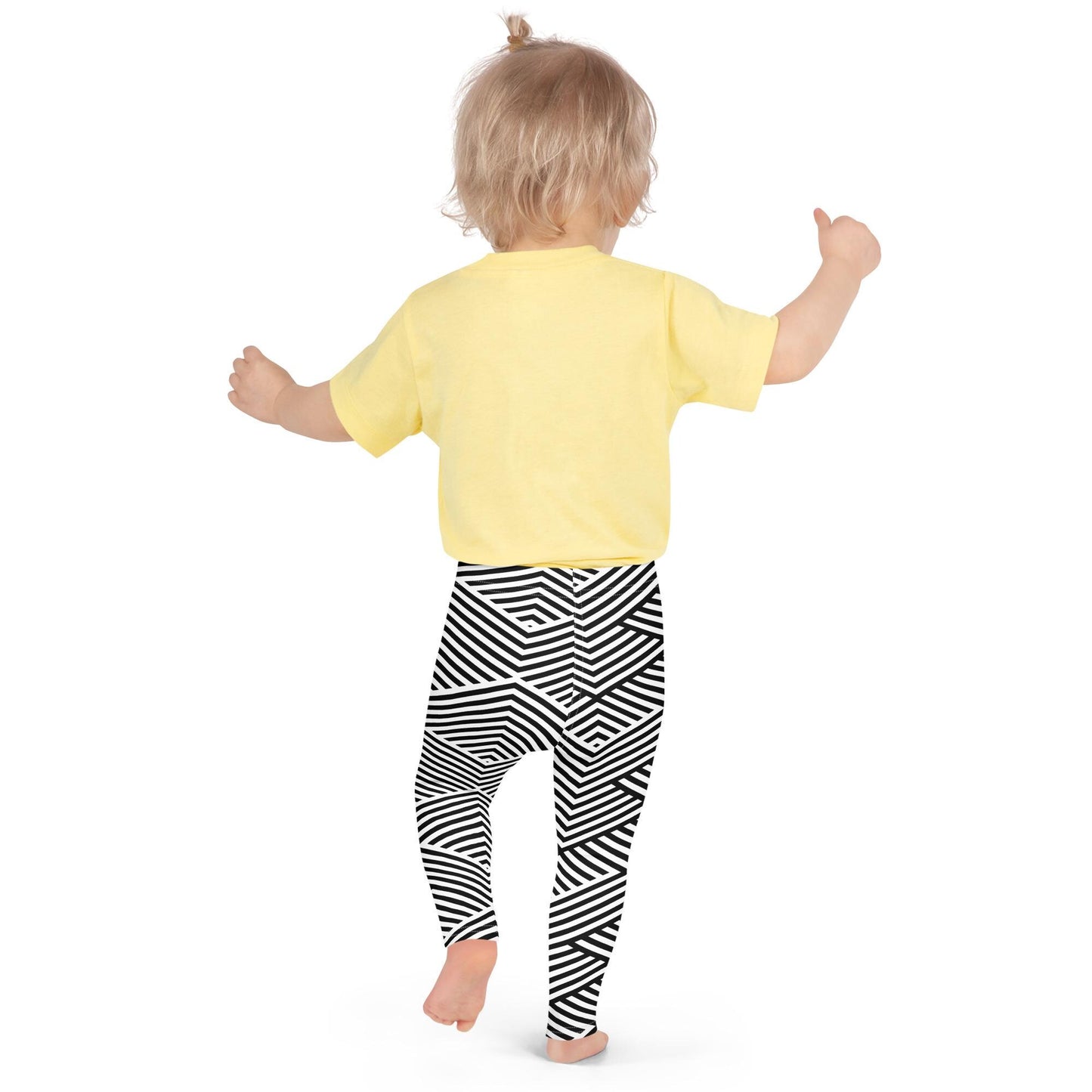 Legging pour petite fille – Blanc & Noir à rayures – Doux, extensible, toutes saisons – Graphique