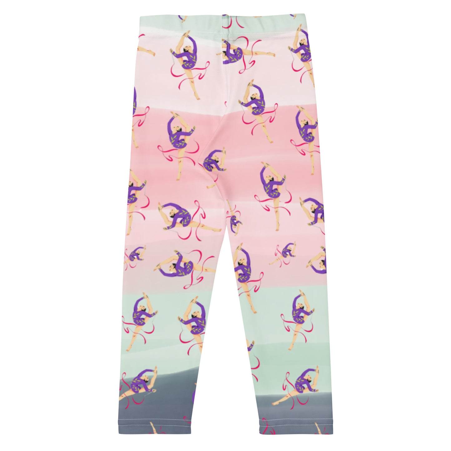 Legging pour petite fille – Dégragé Rose Kaki – Doux, extensible, toutes saisons – Motif Gymnaste Danseuse