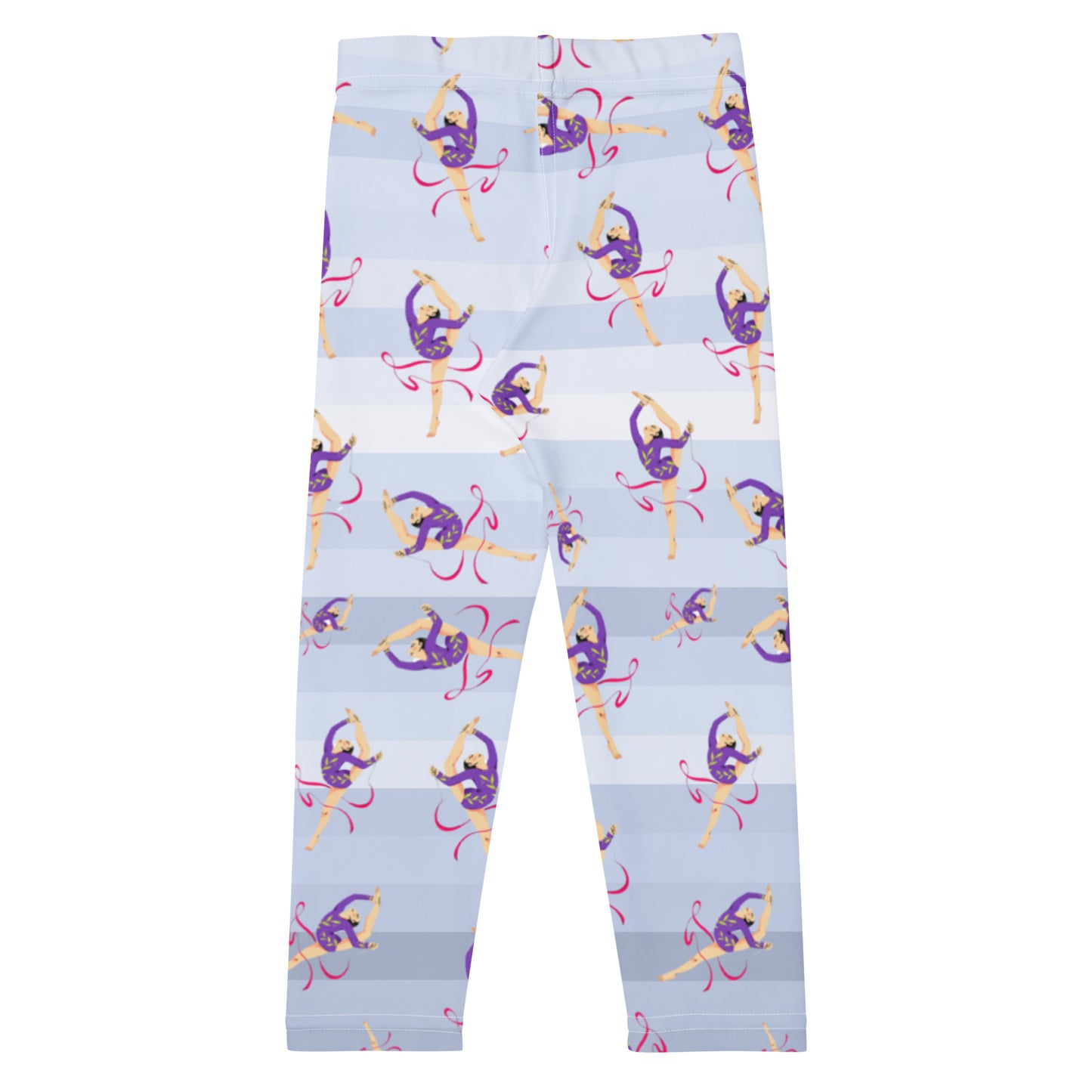 Legging pour petite fille – Dégradé Bleu Clair – Doux, extensible, toutes saisons – Motif Gymnaste Danseuse