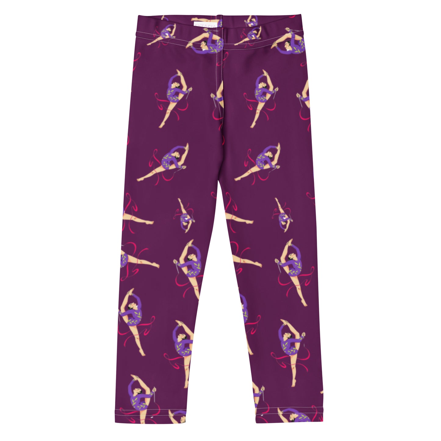 Legging pour petite fille – Mauve – Doux, extensible, toutes saisons – Motif Gymnaste Danseuse