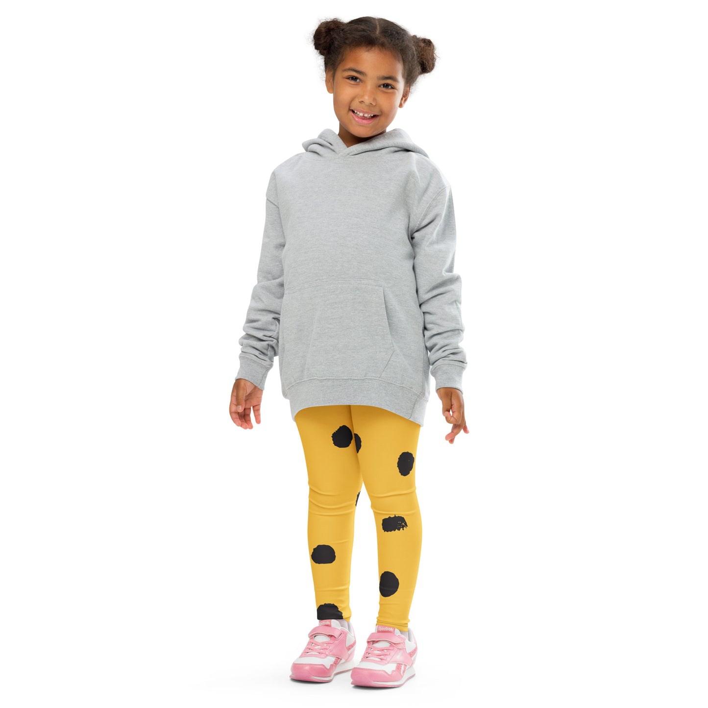 Legging pour petite fille – Jaune & Noir – Doux, extensible, toutes saisons – Motif Gymnaste Danseuse