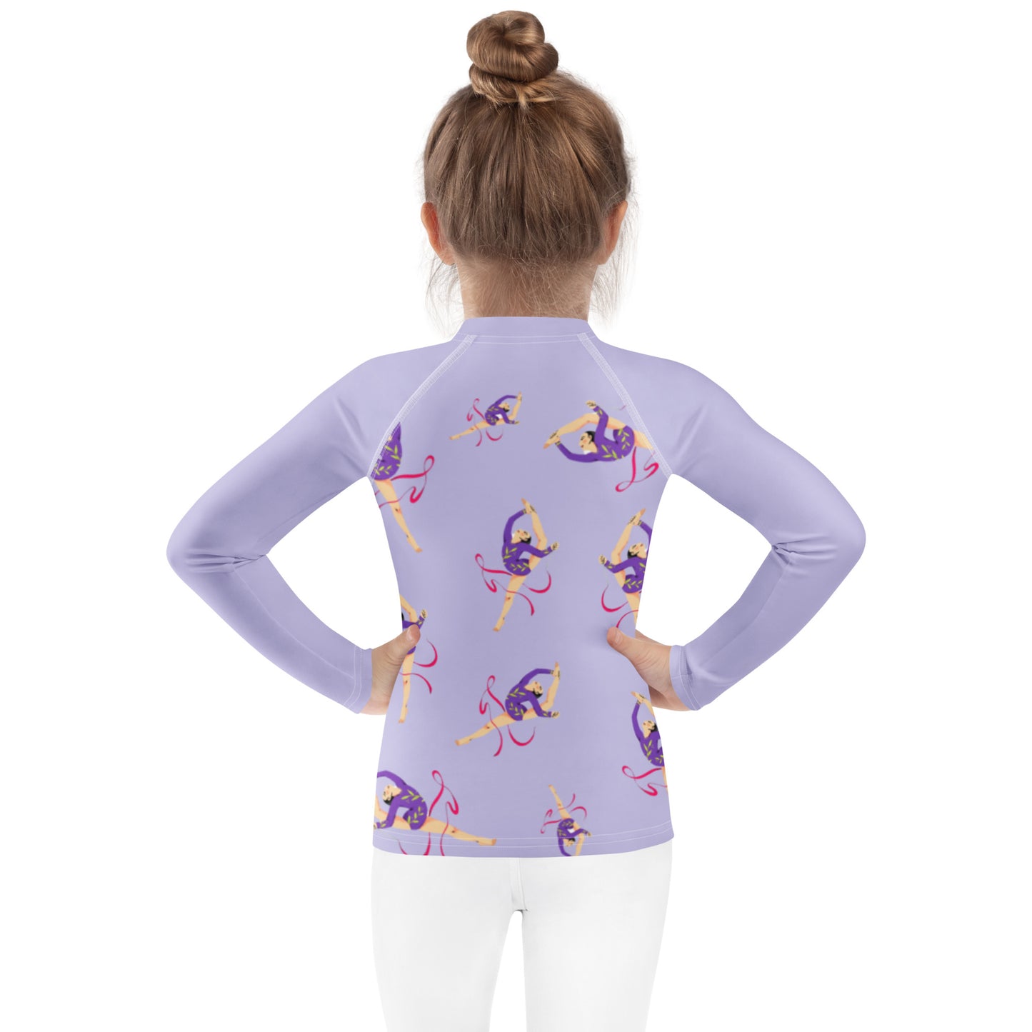 Rash guard pour petite fille – Lila – Compression légère, séchage rapide – Motif Gymnaste Danseuse