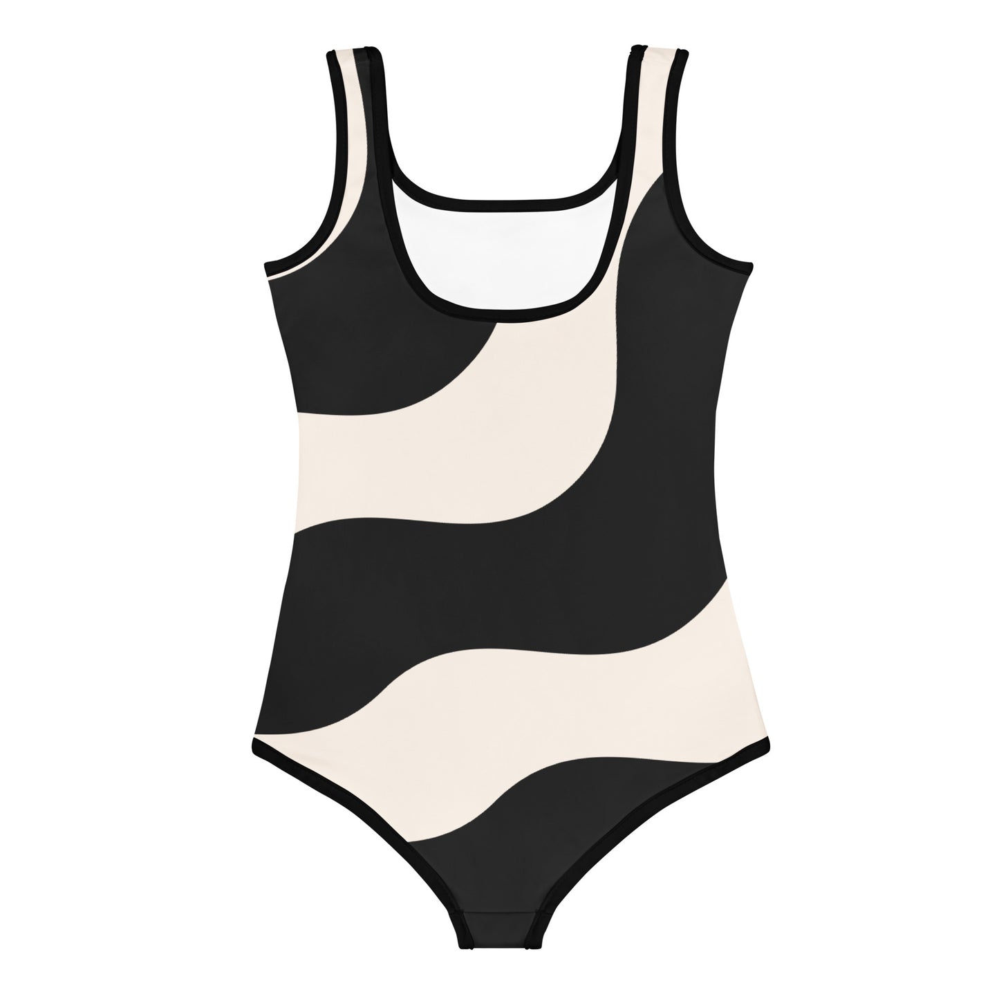 Maillot de bain 1 pièce pour petite fille – Beige & Noir – Confort, maintien & séchage rapide – Graphique