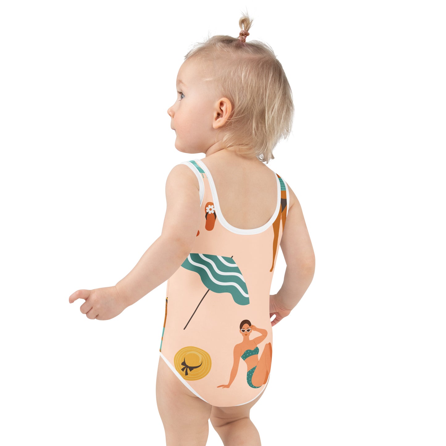 Maillot de bain 1 pièce pour petite fille – Saumon – Confort, maintien & séchage rapide – Design Estival