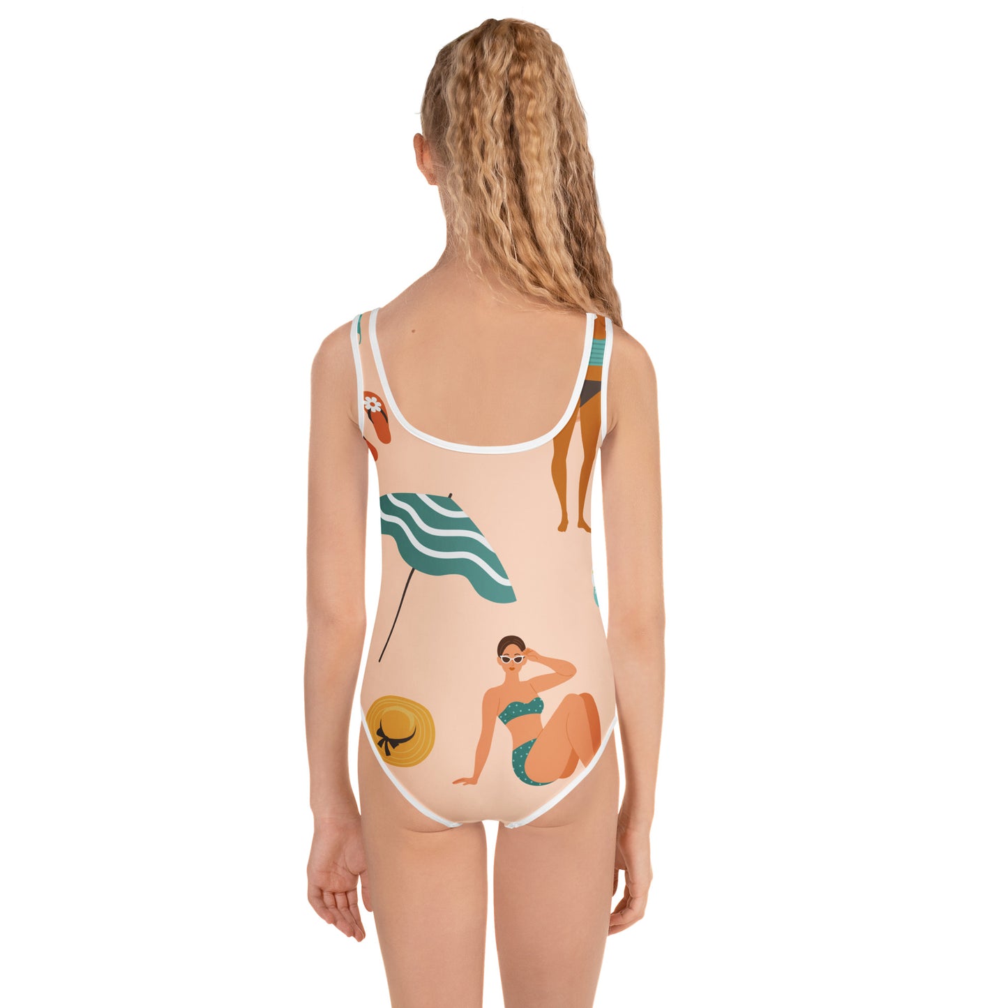 Maillot de bain 1 pièce pour petite fille – Saumon – Confort, maintien & séchage rapide – Design Estival