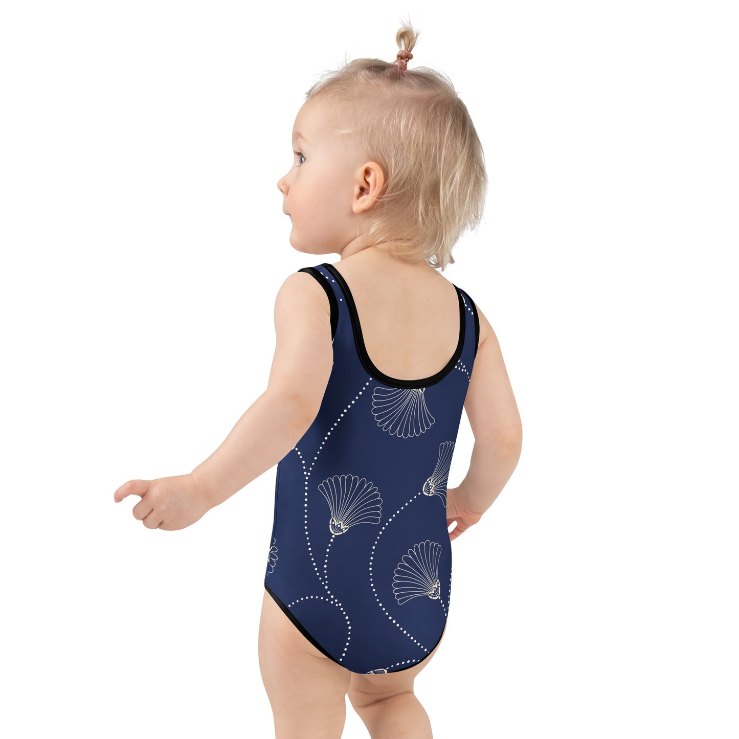 Maillot de bain 1 pièce pour petite fille – Bleu Fleuri – Confort, maintien & séchage rapide – Minimaliste