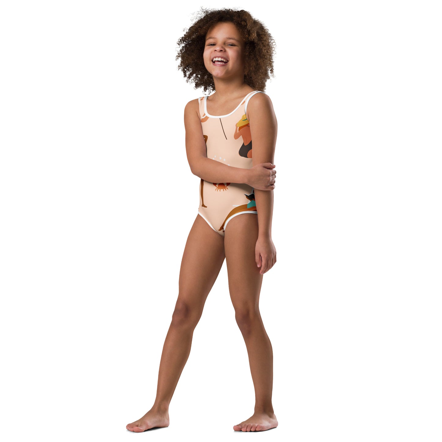 Maillot de bain 1 pièce pour petite fille – Saumon – Confort, maintien & séchage rapide – Design Estival