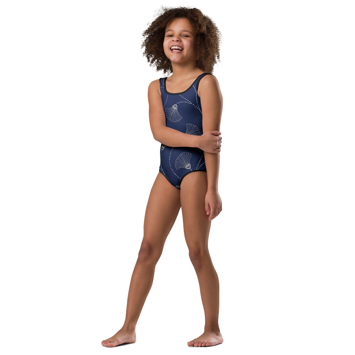 Maillot de bain 1 pièce pour petite fille – Bleu Fleuri – Confort, maintien & séchage rapide – Minimaliste