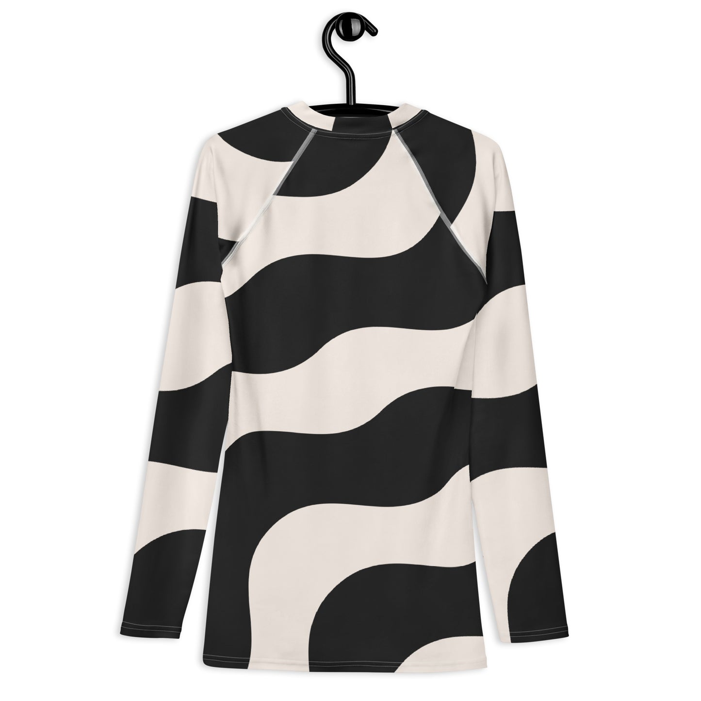 Rash guard pour homme – Beige & Noir – col rond, manches longues – Polyester recyclé, anti-UV & séchage rapide