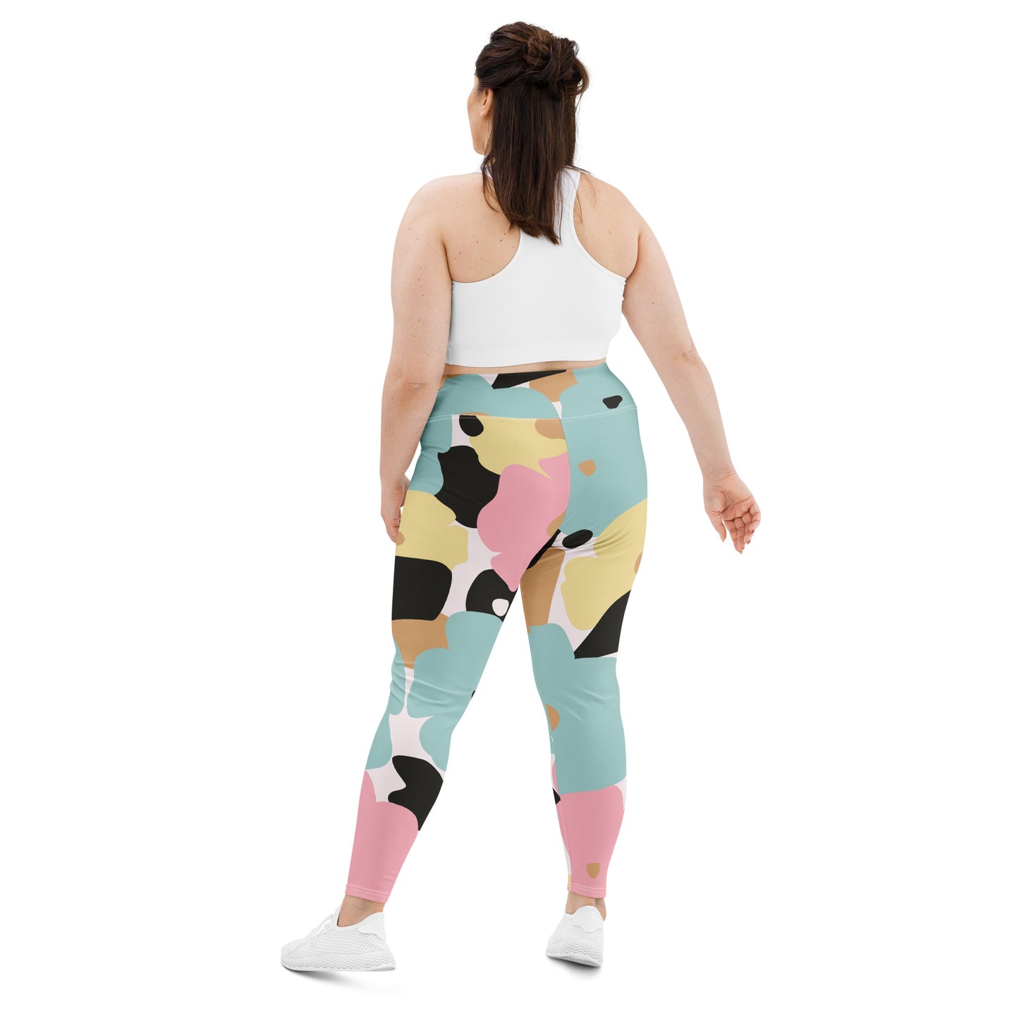 Legging grande taille pour femme – Fleuri, Pastel – Stretch, taille haute, séchage rapide