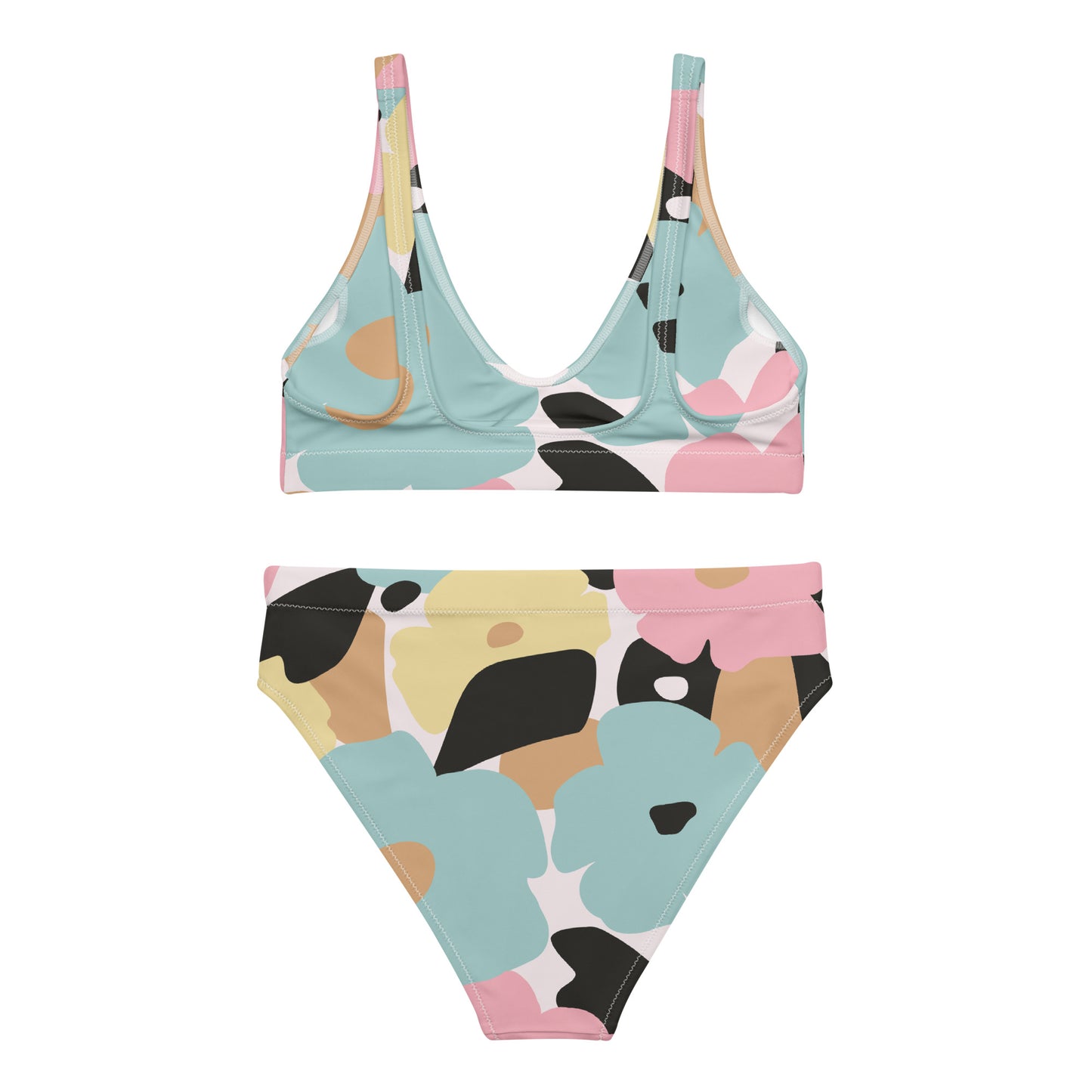 Bikini pour femme - Fleuri, Pastel – Deux pièces, éco-responsable, haut brassière & bas taille haute