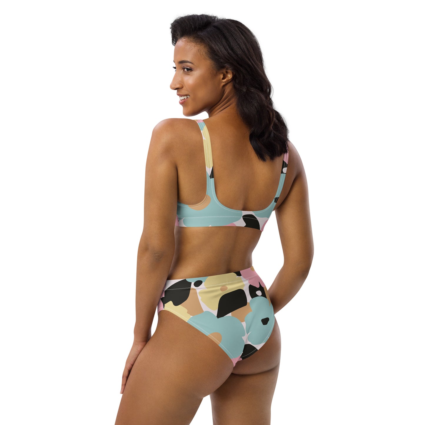 Bikini pour femme - Fleuri, Pastel – Deux pièces, éco-responsable, haut brassière & bas taille haute