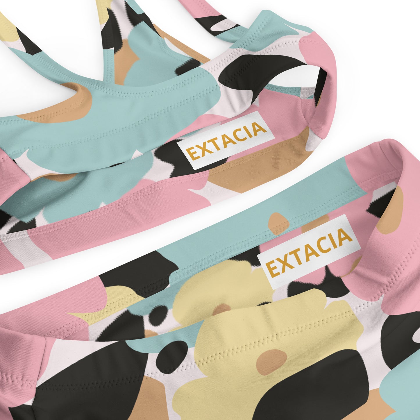 Bikini pour femme - Fleuri, Pastel – Deux pièces, éco-responsable, haut brassière & bas taille haute