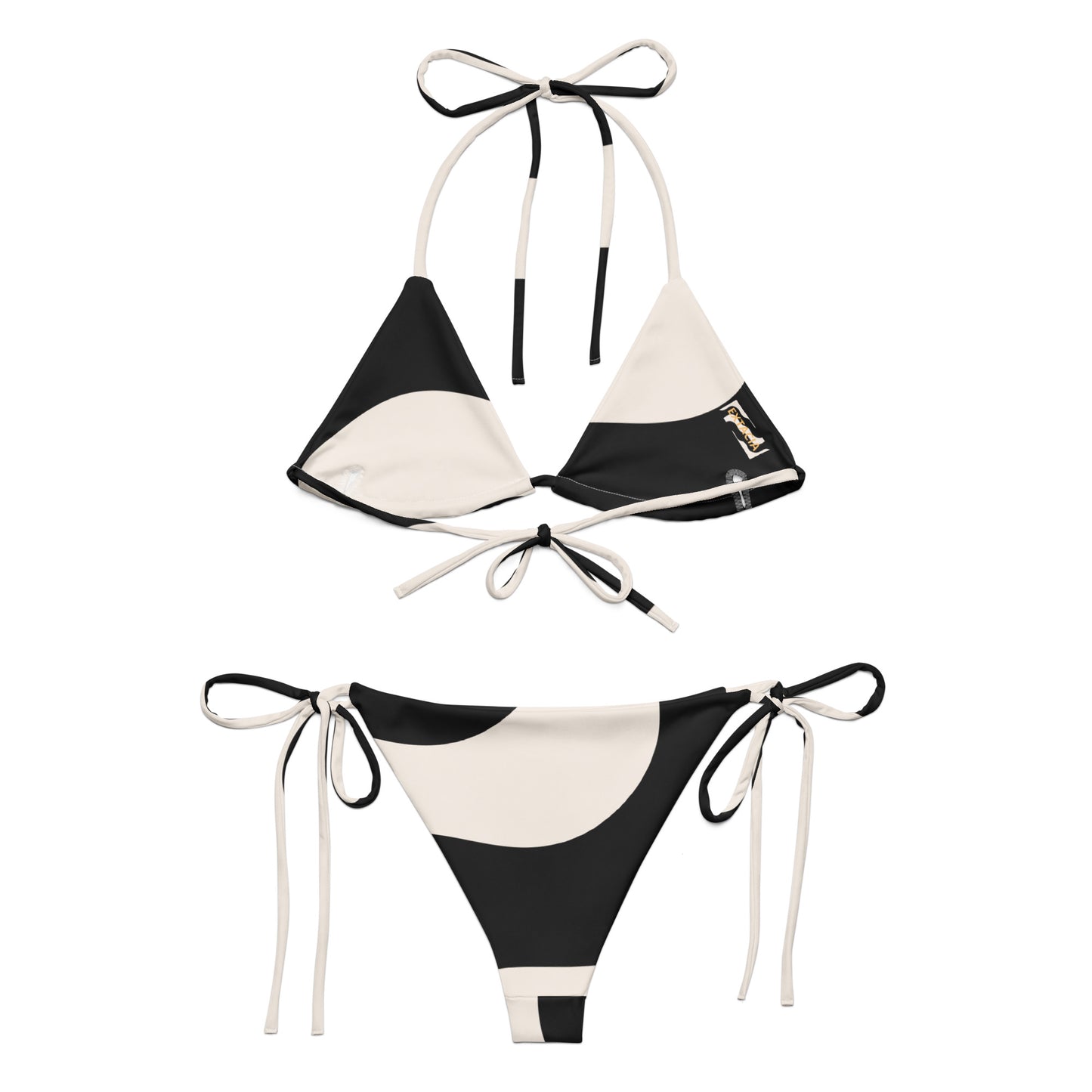 Bikini recyclé pour femme - Beige et Noir – Deux pièces, éco-responsable, confortable séchage rapide