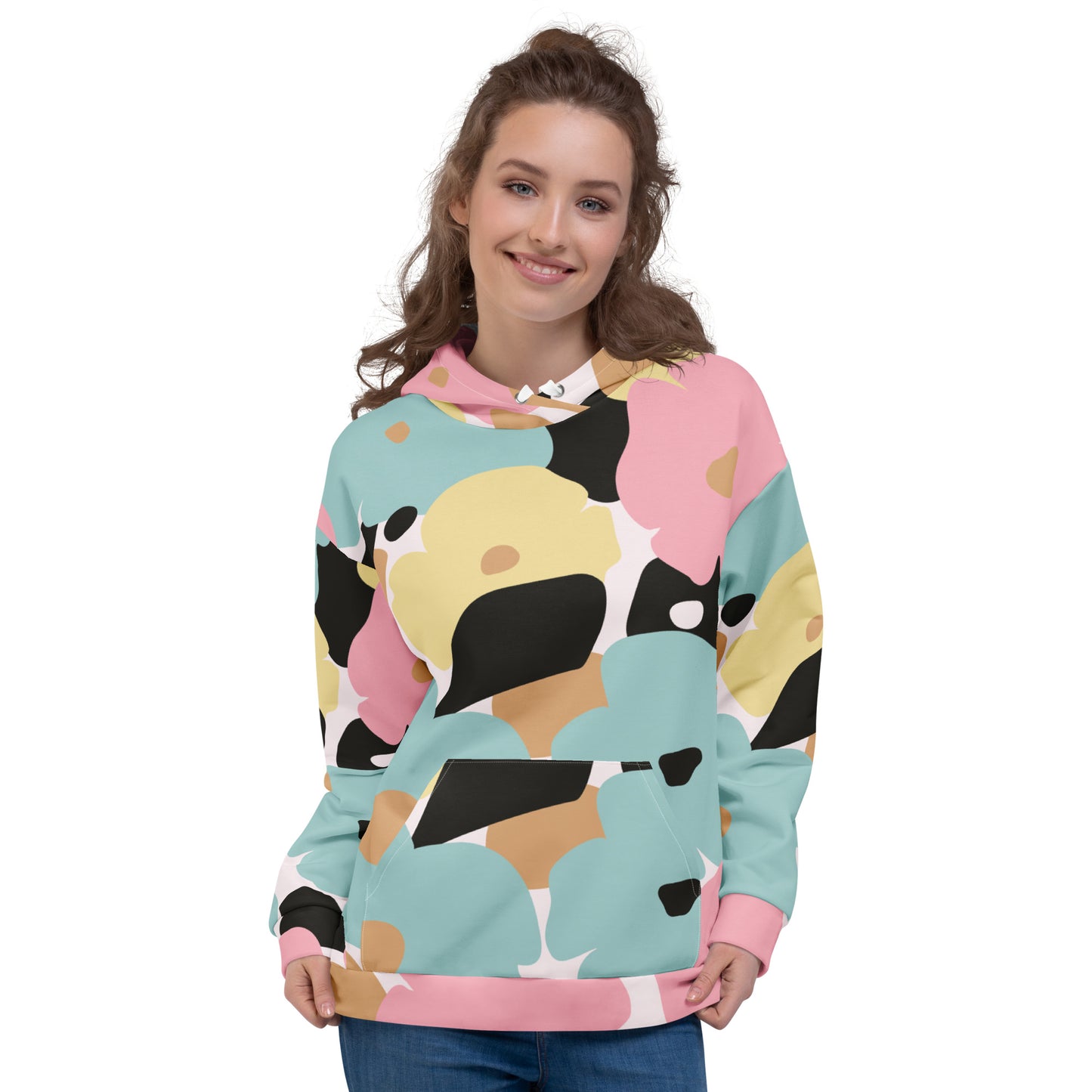 Sweat à capuche pour femme – Fleuri, Pastel – Polyester recyclé, doux & durable – Nature Minimaliste