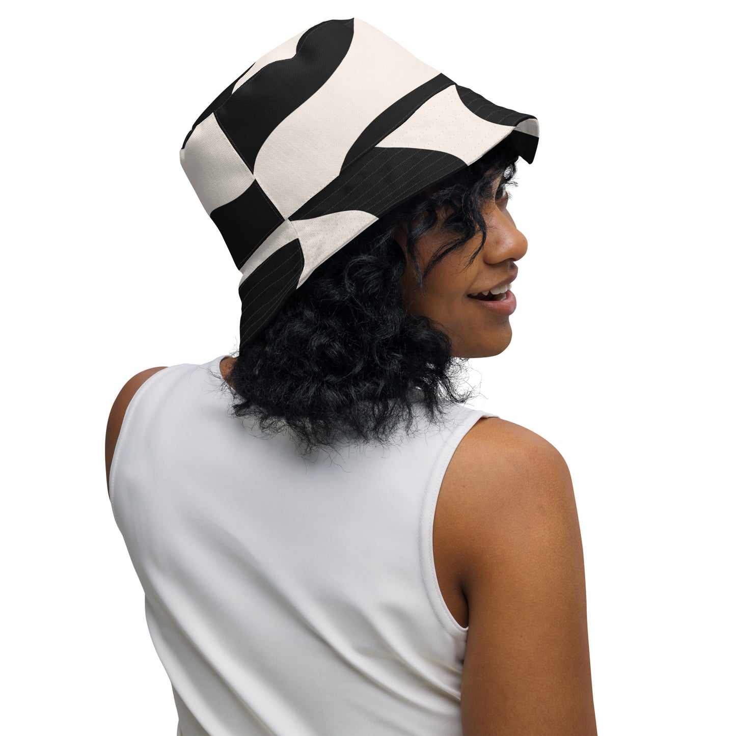 Bob réversible unisexe - Beige et Noir – Léger, respirant et 2-en-1 – Graphique Minimaliste