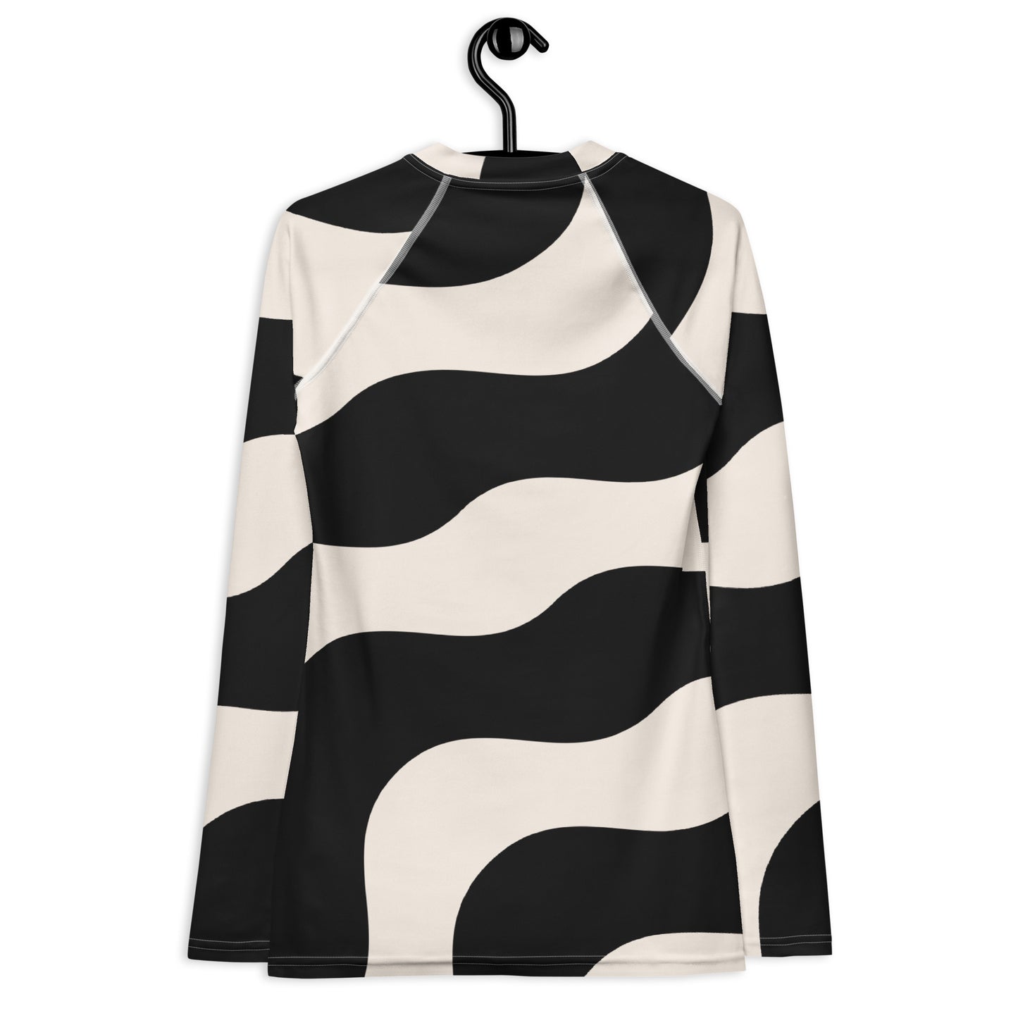 Rash guard pour femme – Beige & Noir – Anti-UV*, séchage rapide, respirant – Graphique Minimaliste