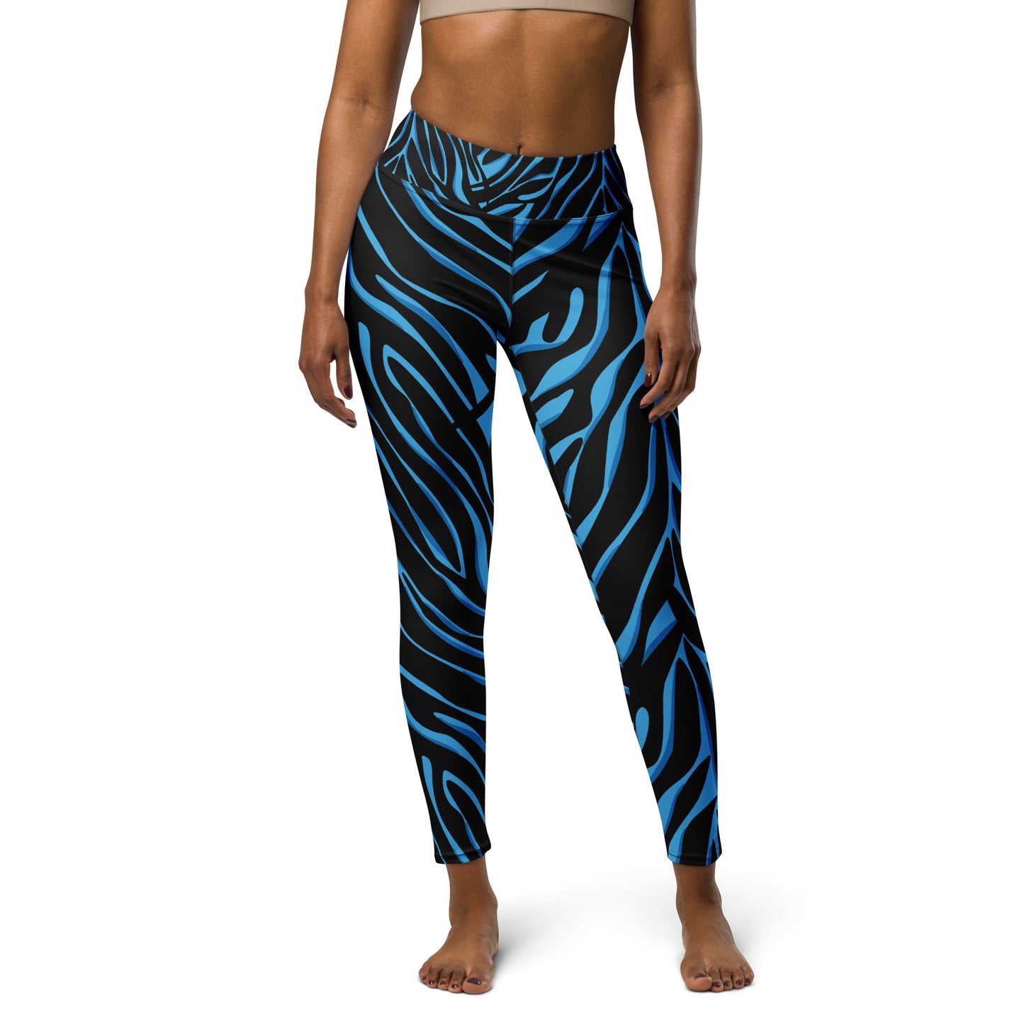 Legging de yoga pour femme – Bleu & Noir – Stretch, taille haute, séchage rapide – Imprimé Animal