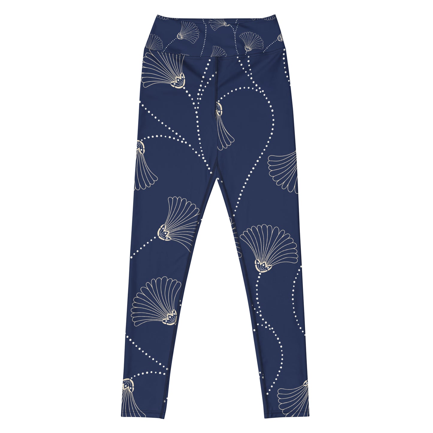 Legging de yoga pour femme – Bleu, Fleuri – Stretch, taille haute, séchage rapide – Minimaliste
