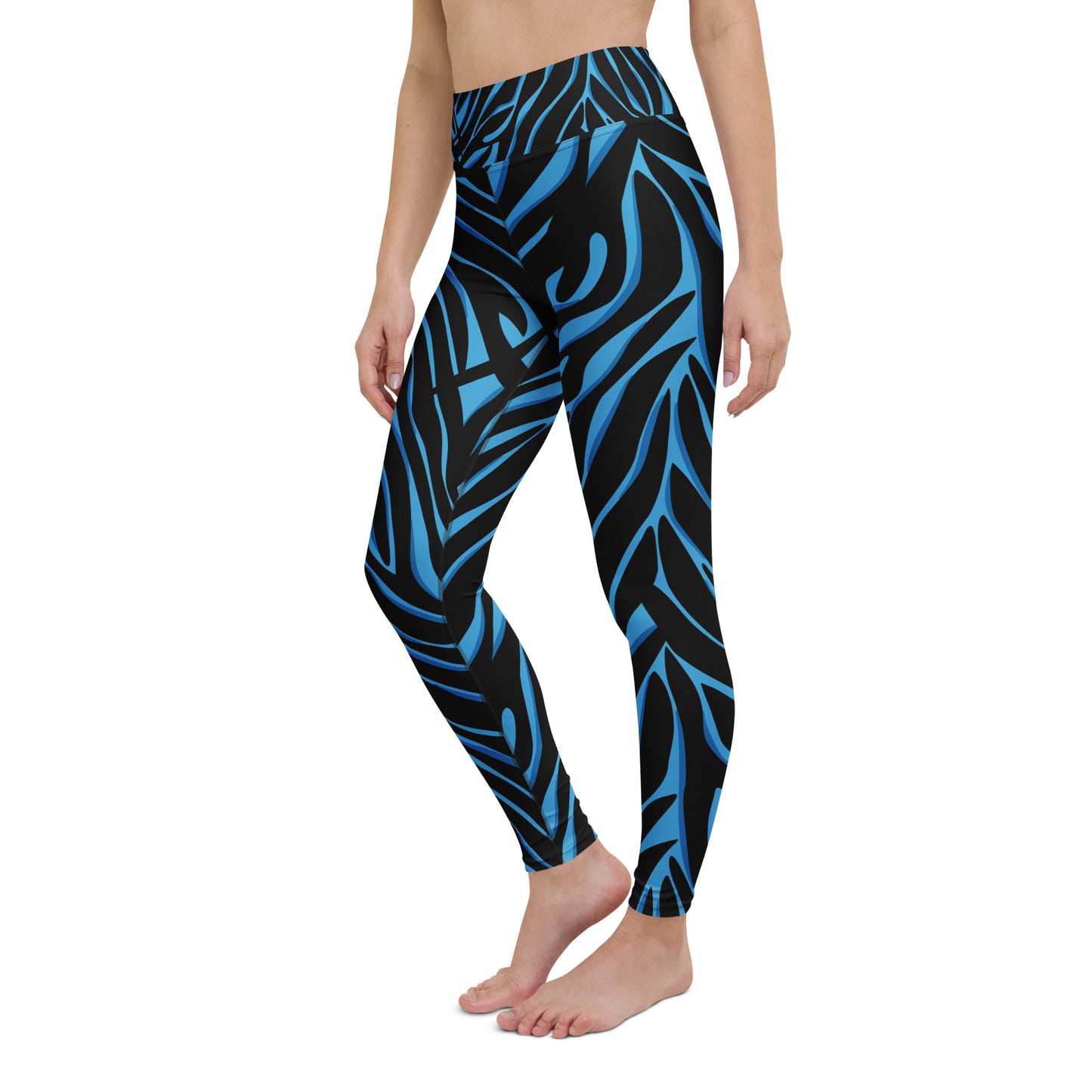 Legging de yoga pour femme – Bleu & Noir – Stretch, taille haute, séchage rapide – Imprimé Animal