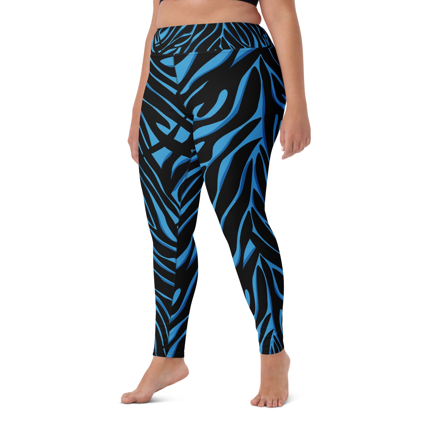 Legging de yoga pour femme – Bleu & Noir – Stretch, taille haute, séchage rapide – Imprimé Animal