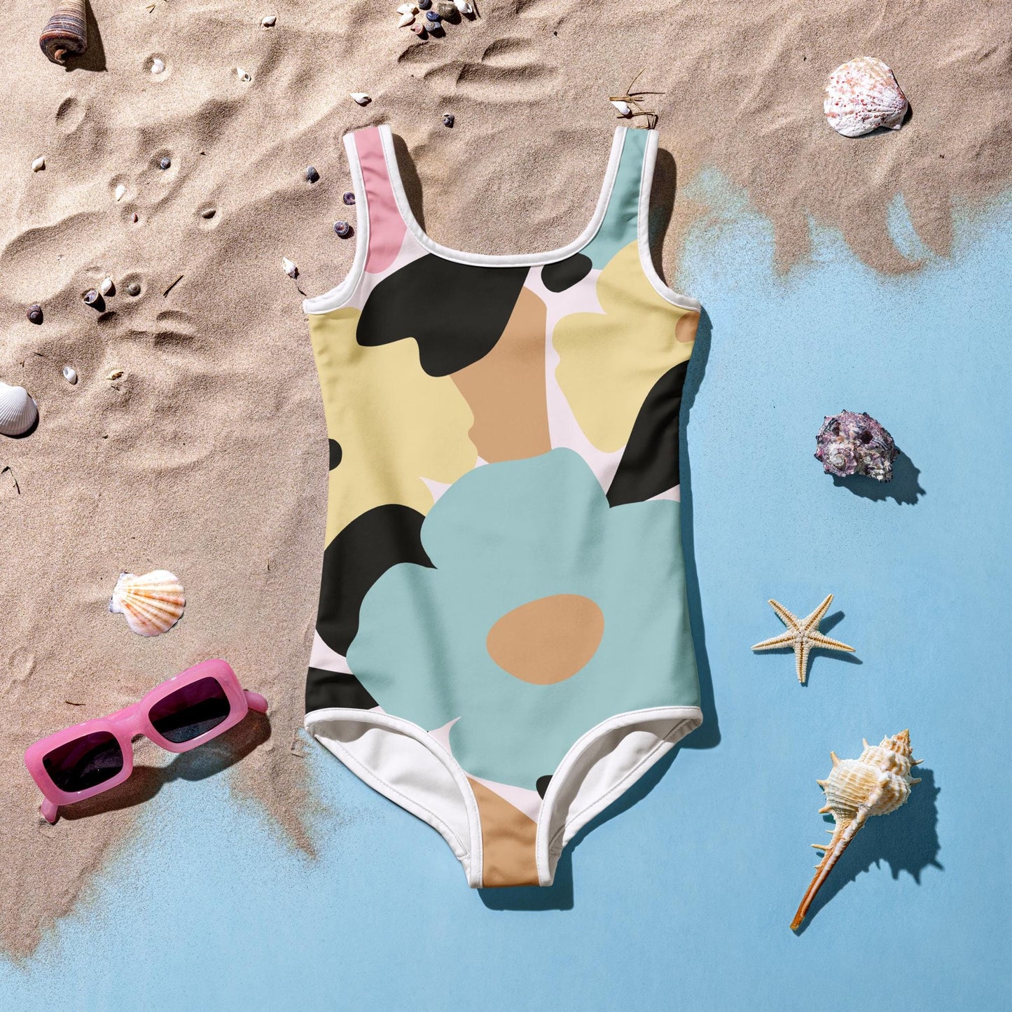 Maillot de bain 1 pièce pour petite fille – Fleuri, Pastel – Confort, maintien & séchage rapide – Minimaliste