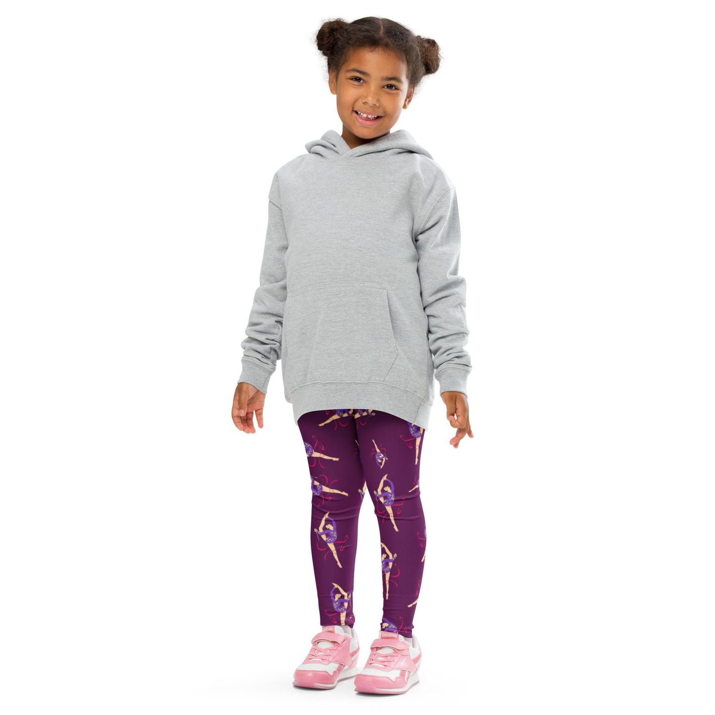 Legging pour petite fille – Mauve – Doux, extensible, toutes saisons – Motif Gymnaste Danseuse