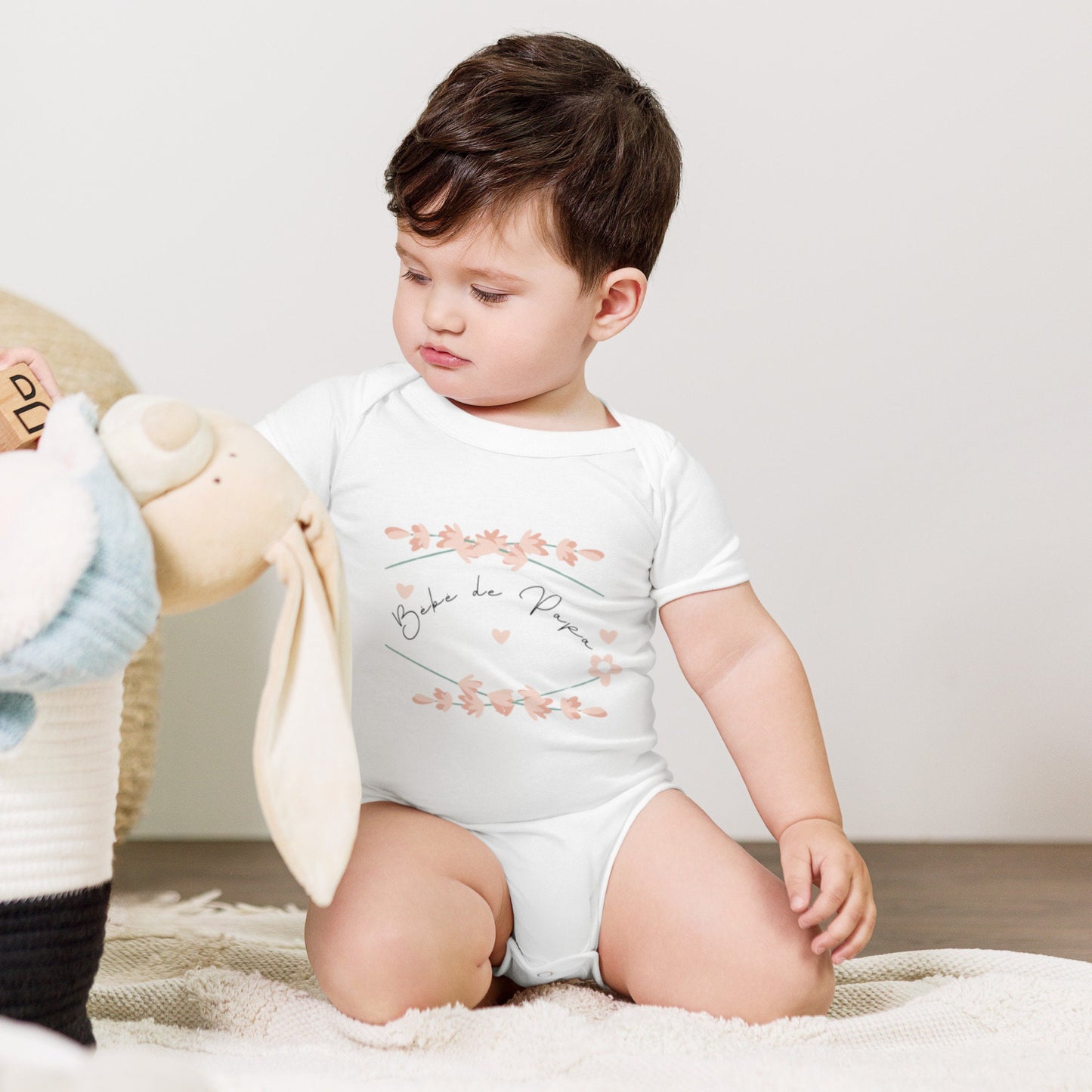 Body Bébé Unisexe 100 % Coton Doux "BEBE DE PAPA" - Manches Courtes, boutons-pression - Personnalisable – Confortable Cadeau fête des pères