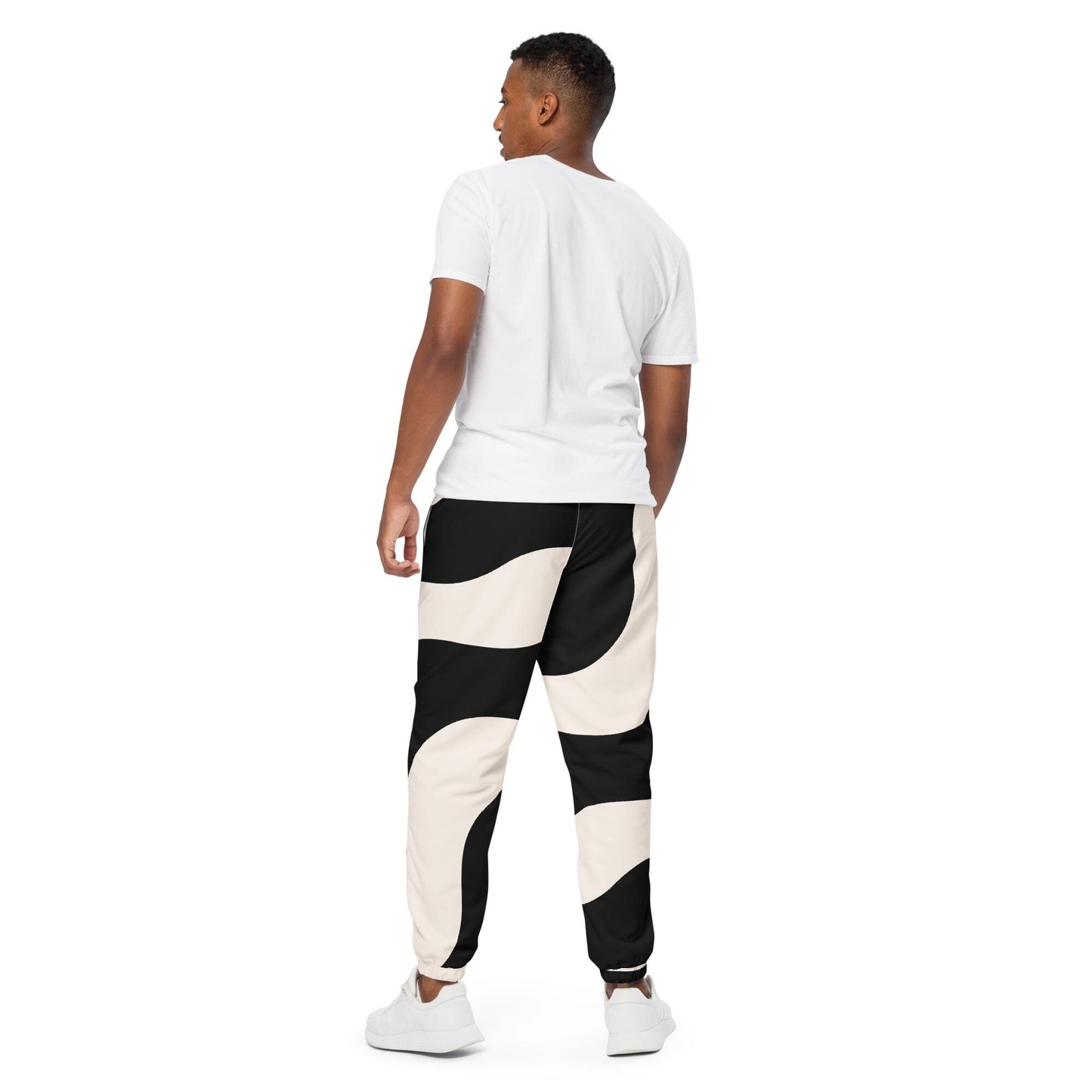 Pantalon de survêtement pour homme – Beige & Noir – Coupe confortable, motif graphique - Minimaliste