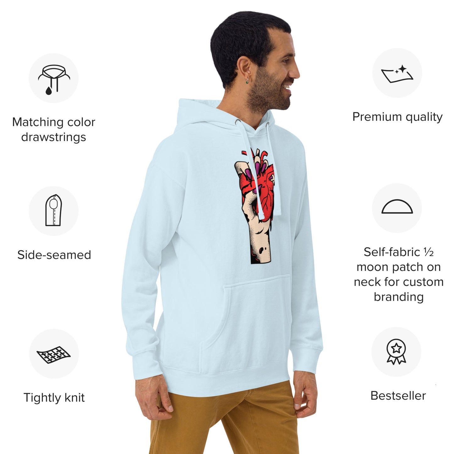 Sweat à capuche pour homme – 100% coton, doux et confortable – Coeur Déjà Pris, Rouge