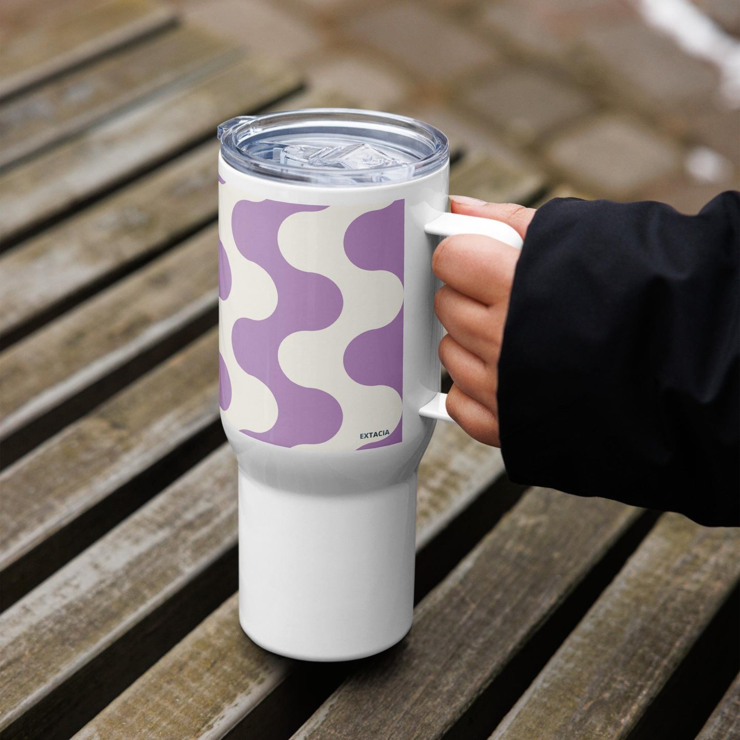 Mug Isotherme Inox - Mug de Voyage Isotherme en Acier Inoxydable avec Anse â Design Graphique - THERMOS, gobelet - Durable, LĂ©ger, Ătanche