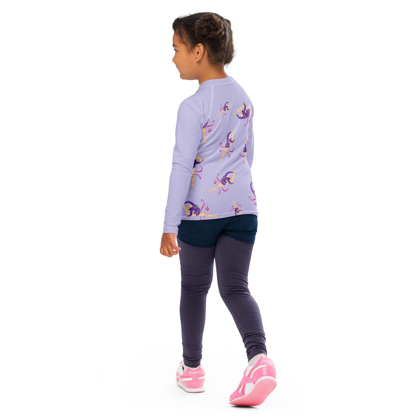 Rash guard pour petite fille – Lila – Compression légère, séchage rapide – Motif Gymnaste Danseuse