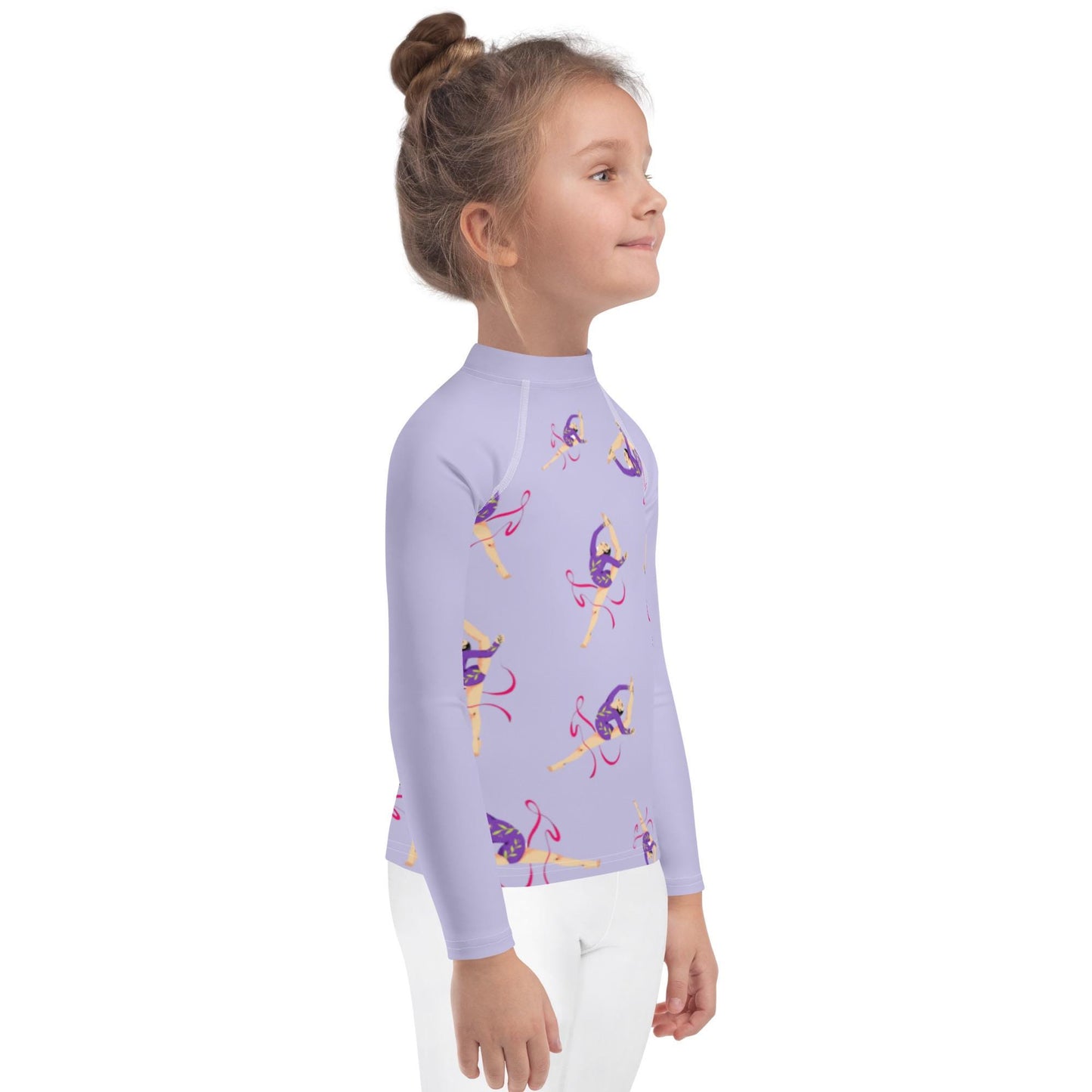 Rash guard pour petite fille – Lila – Compression légère, séchage rapide – Motif Gymnaste Danseuse