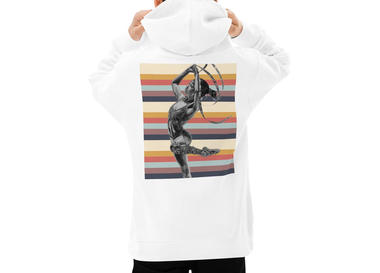 Sweat à capuche pour petite fille & ado – Multi Couleur à Rayures – Coton-mélange, pull chaud & doux – Motif Gymnaste Danseuse