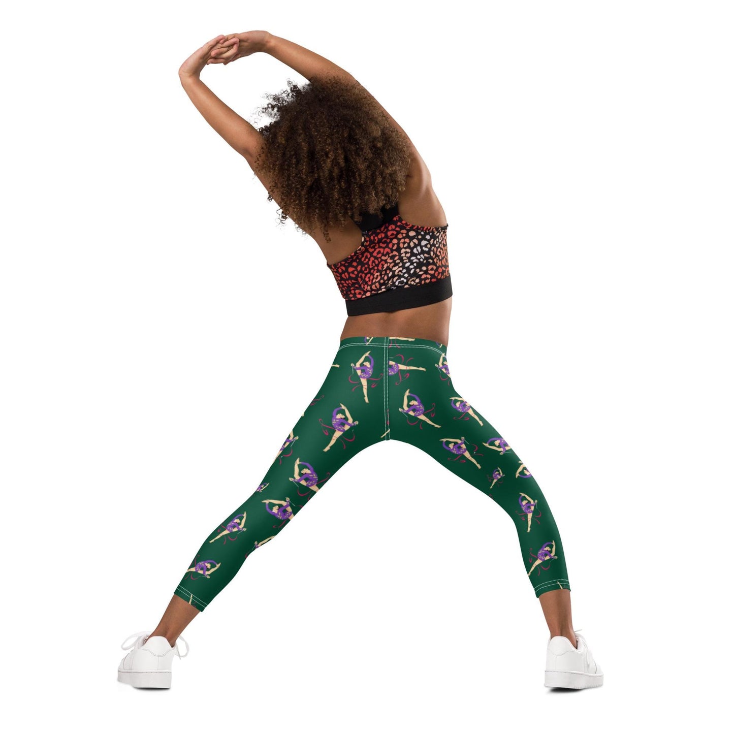 Legging pour petite fille – Vert Sapin – Doux, extensible, toutes saisons – Motif Gymnaste Danseuse