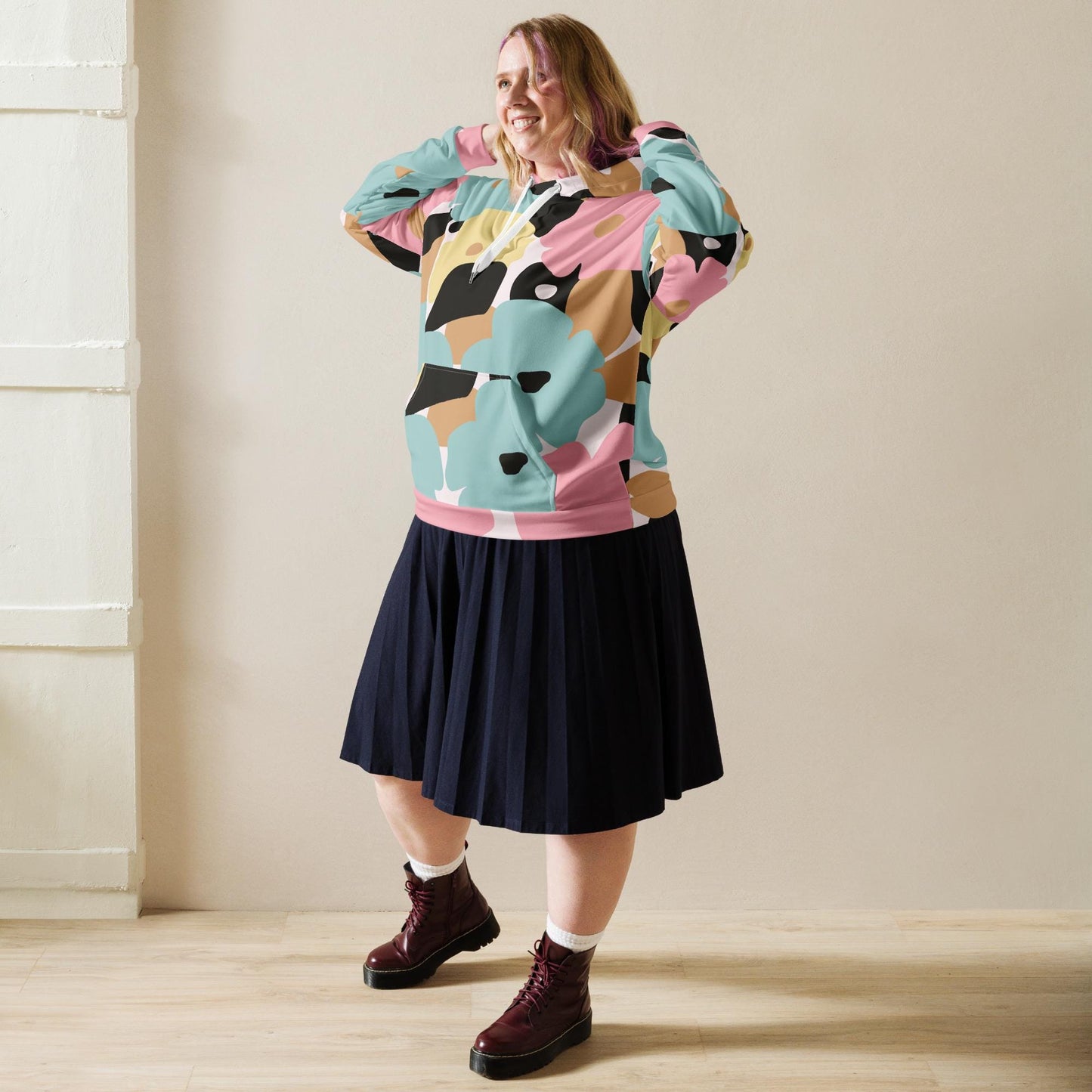 Sweat à capuche pour femme – Fleuri, Pastel – Polyester recyclé, doux & durable – Nature Minimaliste